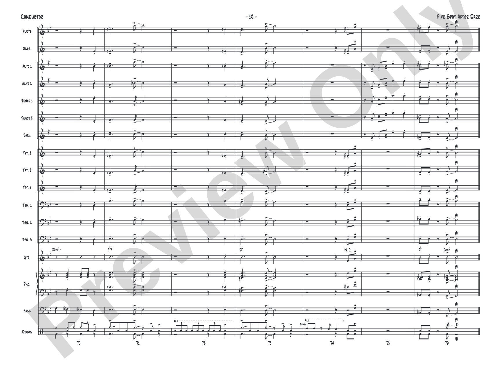 Five Spot After Dark: Jazz Ensemble Conductor Score & Parts