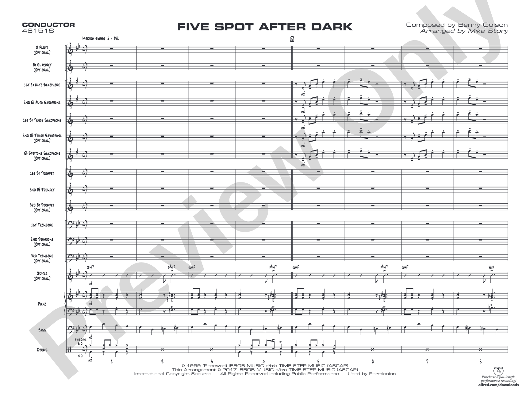 Five Spot After Dark: Jazz Ensemble Conductor Score & Parts
