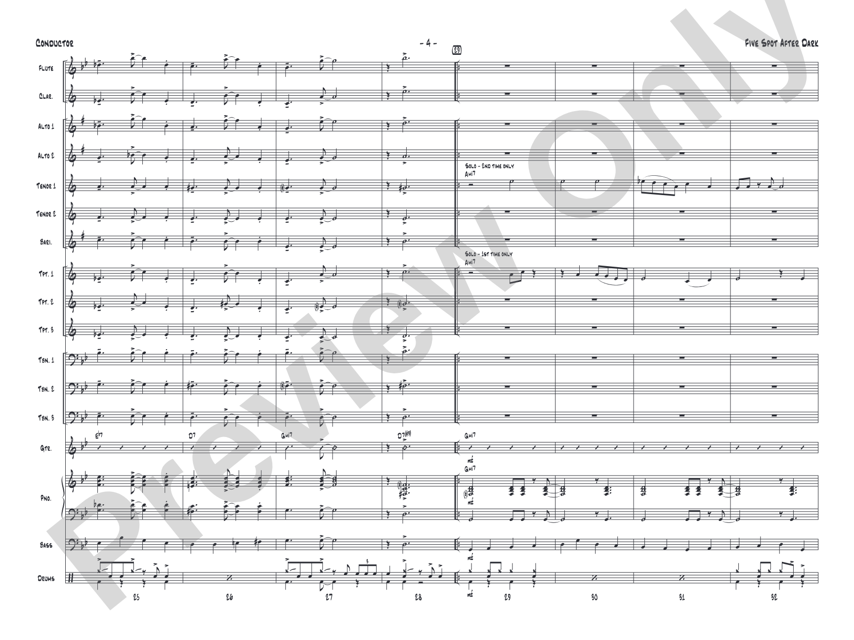 Five Spot After Dark: Jazz Ensemble Conductor Score & Parts