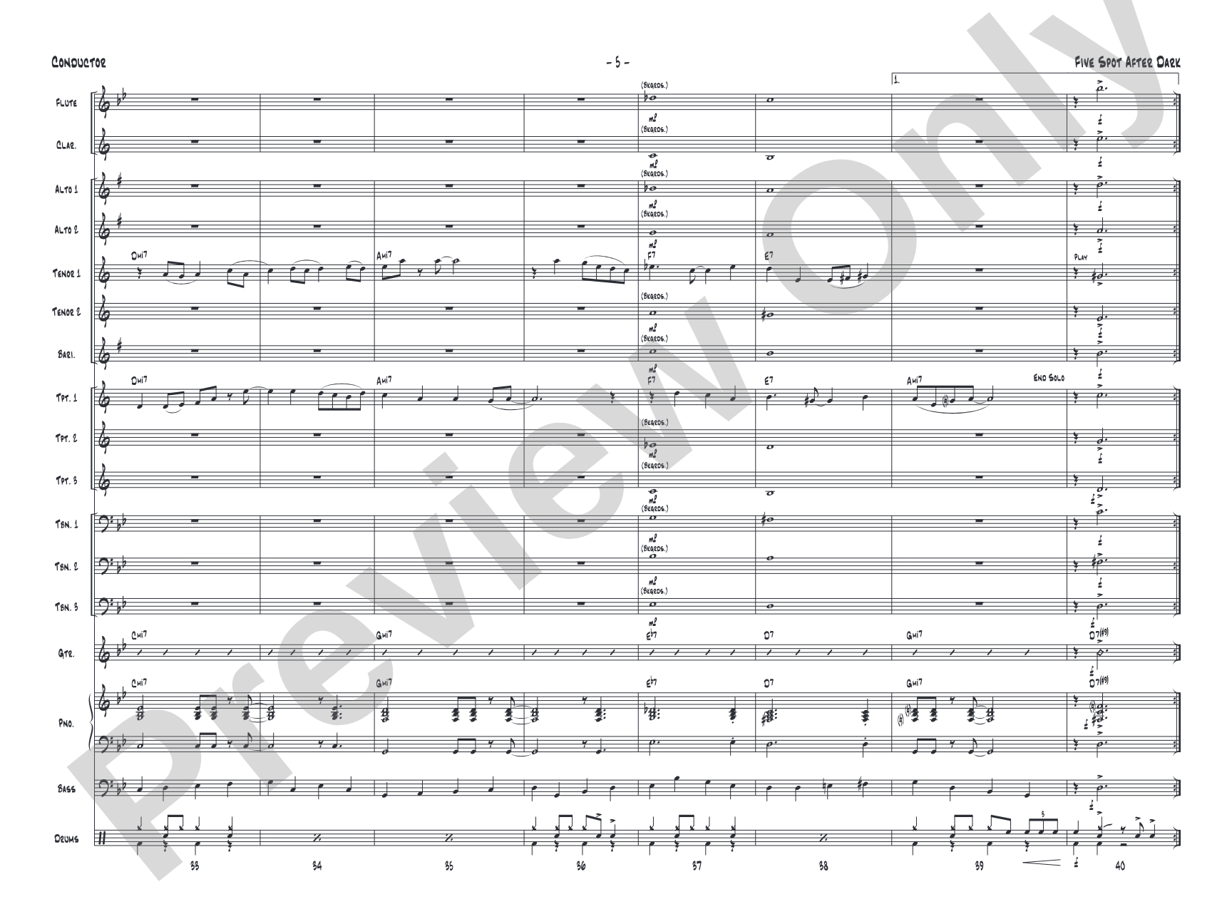 Five Spot After Dark: Jazz Ensemble Conductor Score & Parts