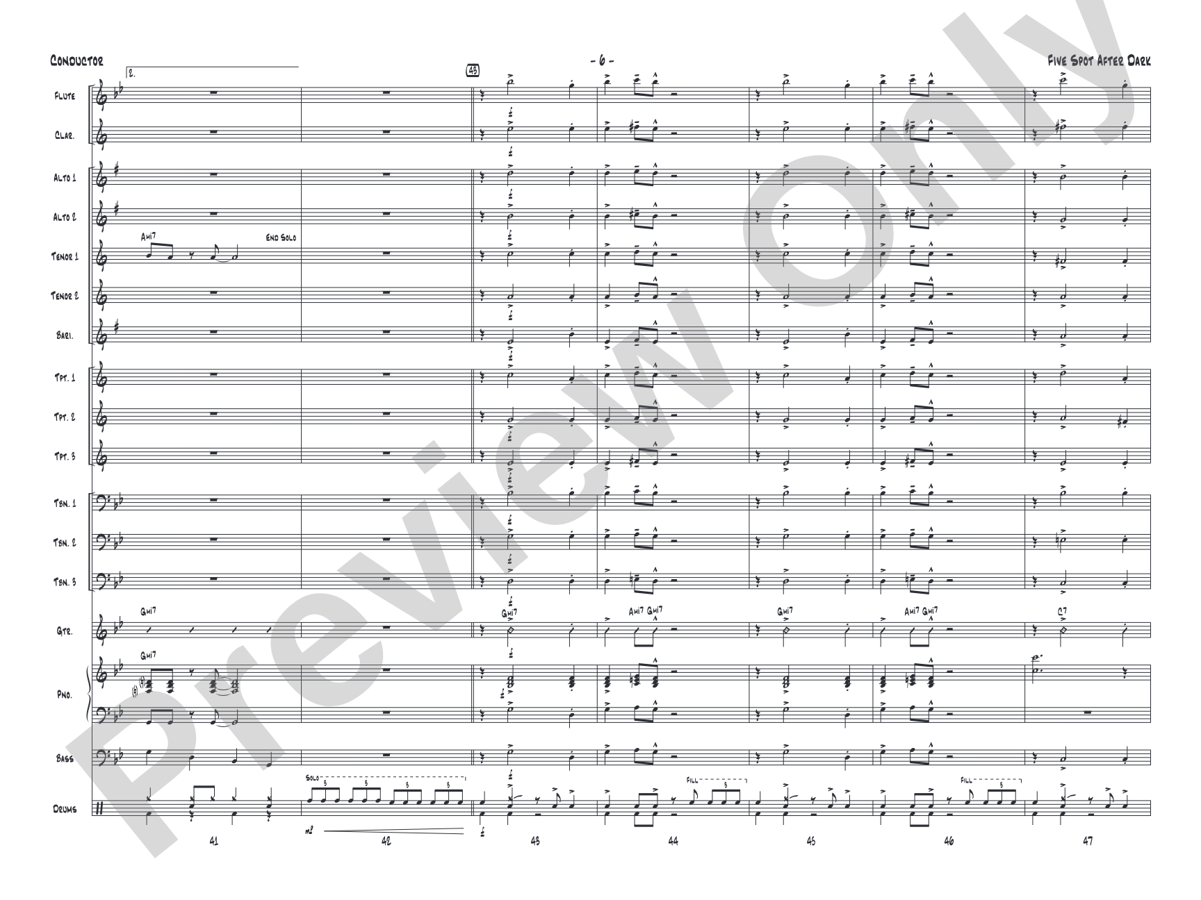 Five Spot After Dark: Jazz Ensemble Conductor Score & Parts