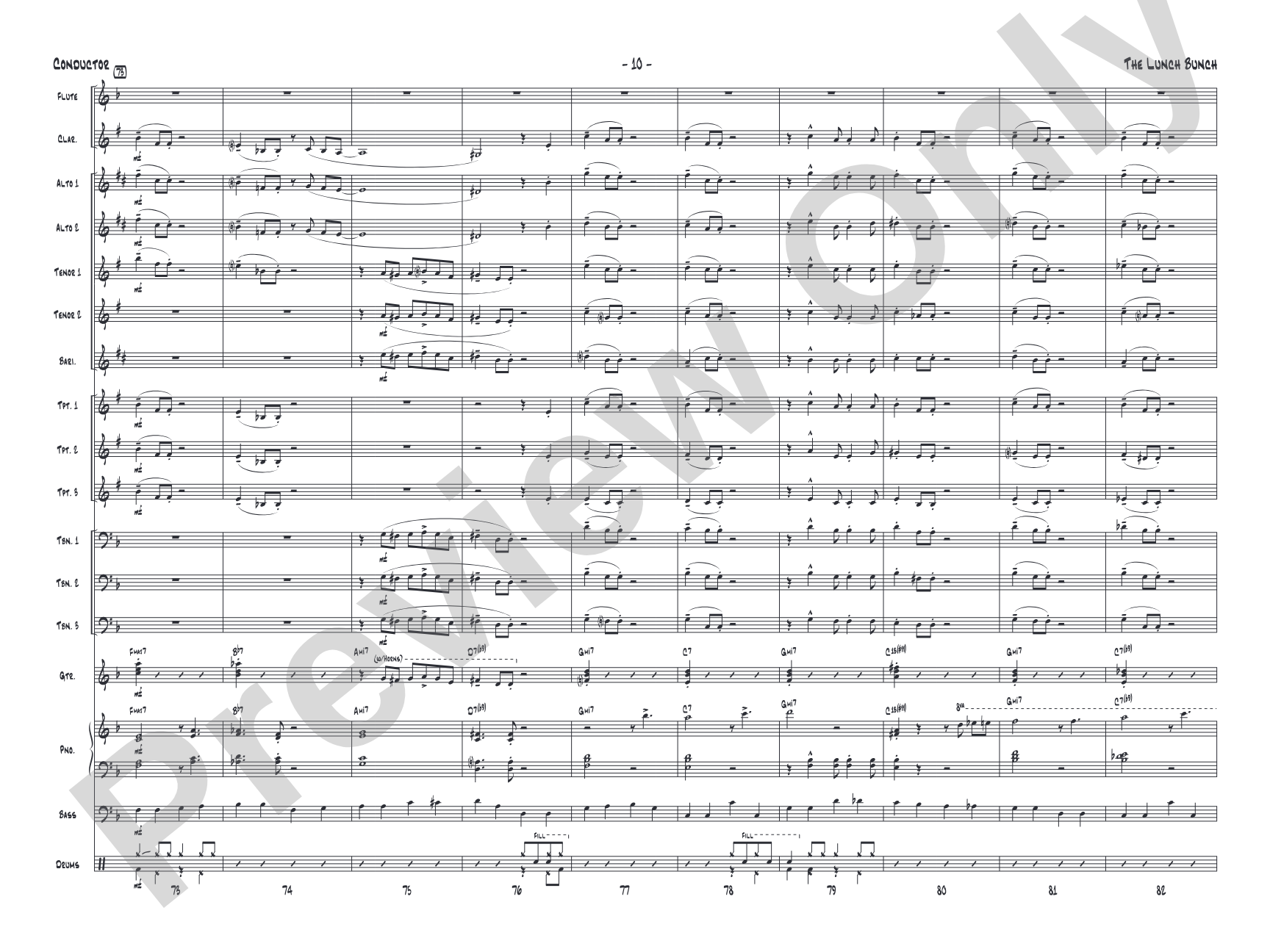 The Lunch Bunch: Jazz Ensemble Conductor Score & Parts
