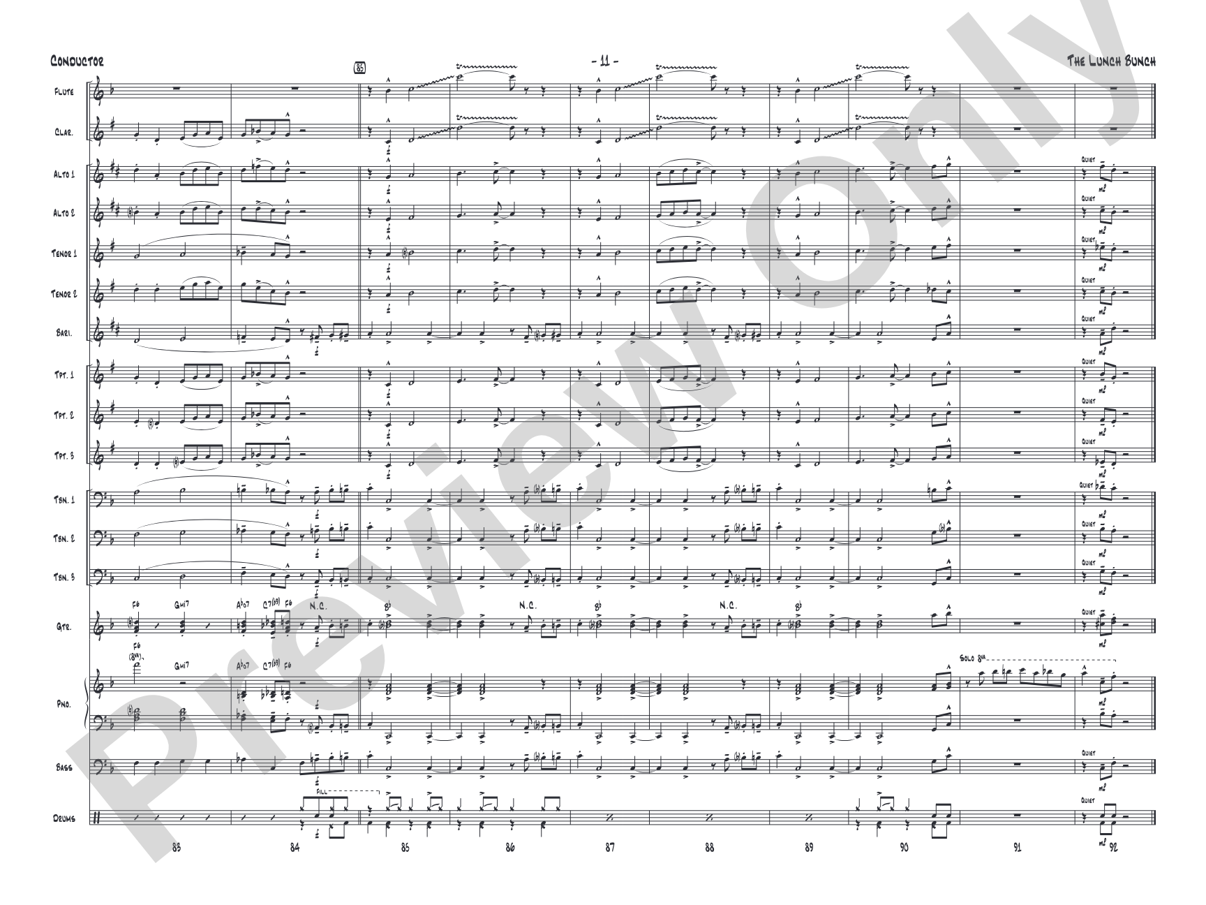 The Lunch Bunch: Jazz Ensemble Conductor Score & Parts