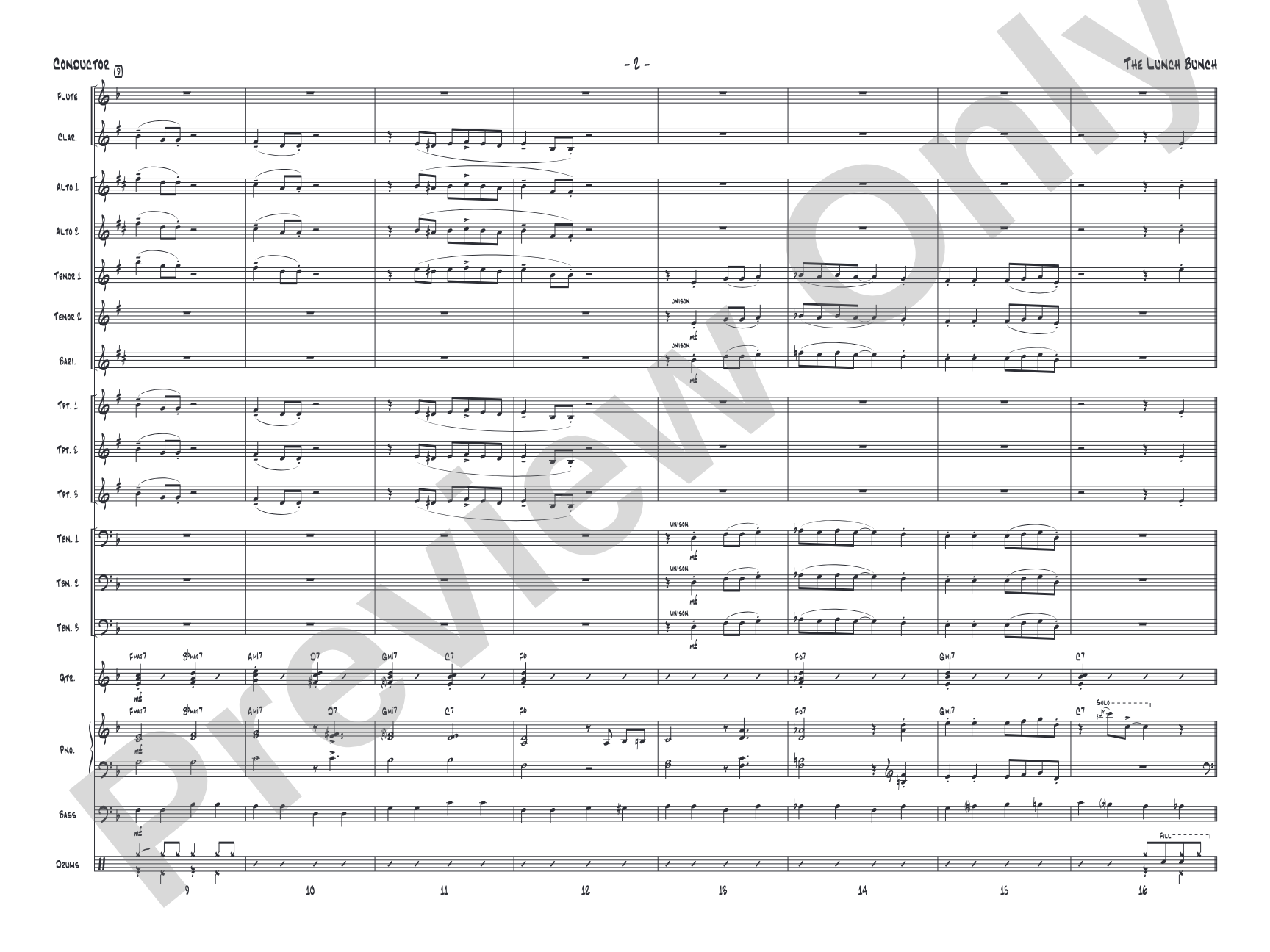 The Lunch Bunch: Jazz Ensemble Conductor Score & Parts
