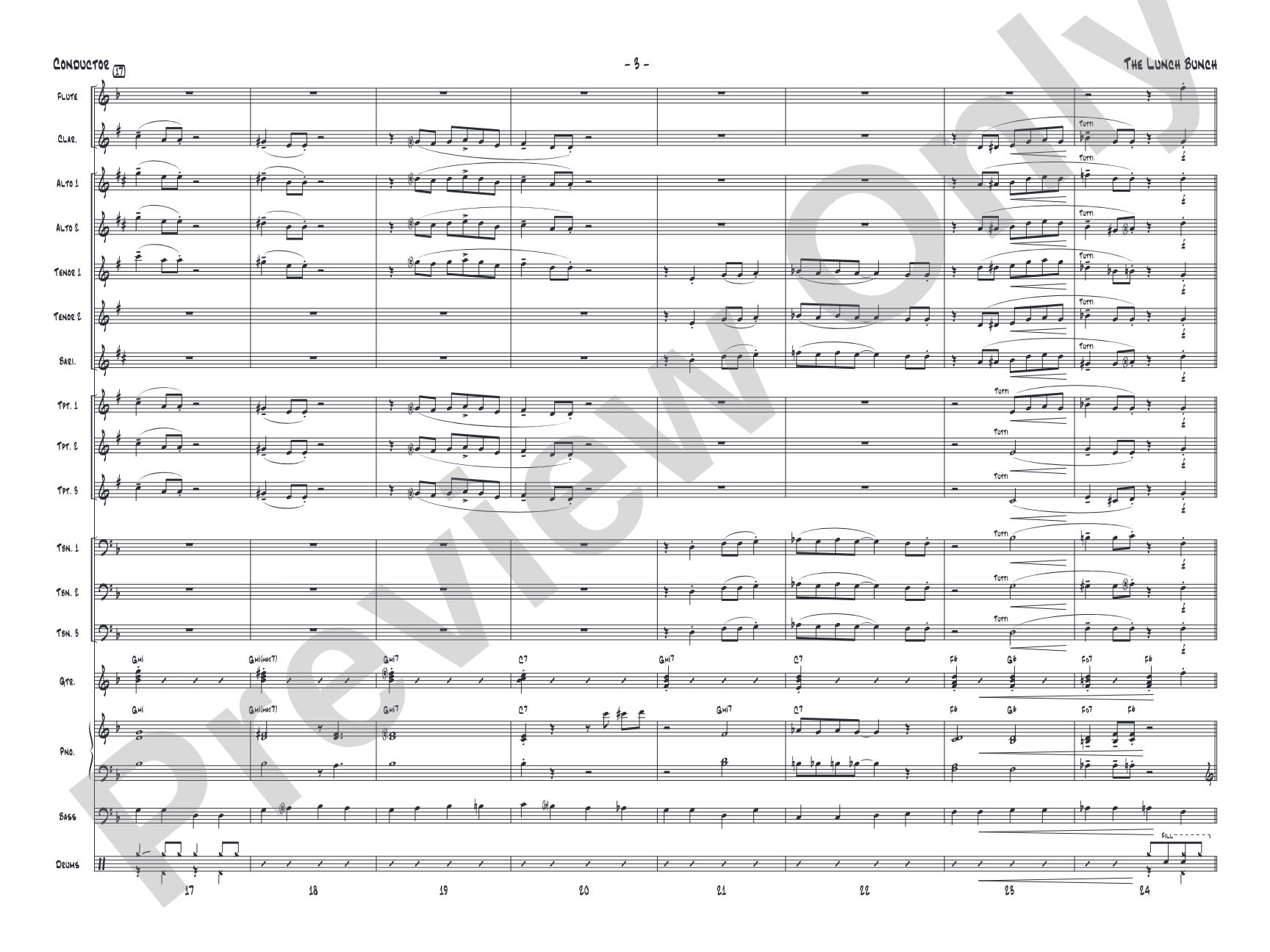 The Lunch Bunch: Jazz Ensemble Conductor Score & Parts