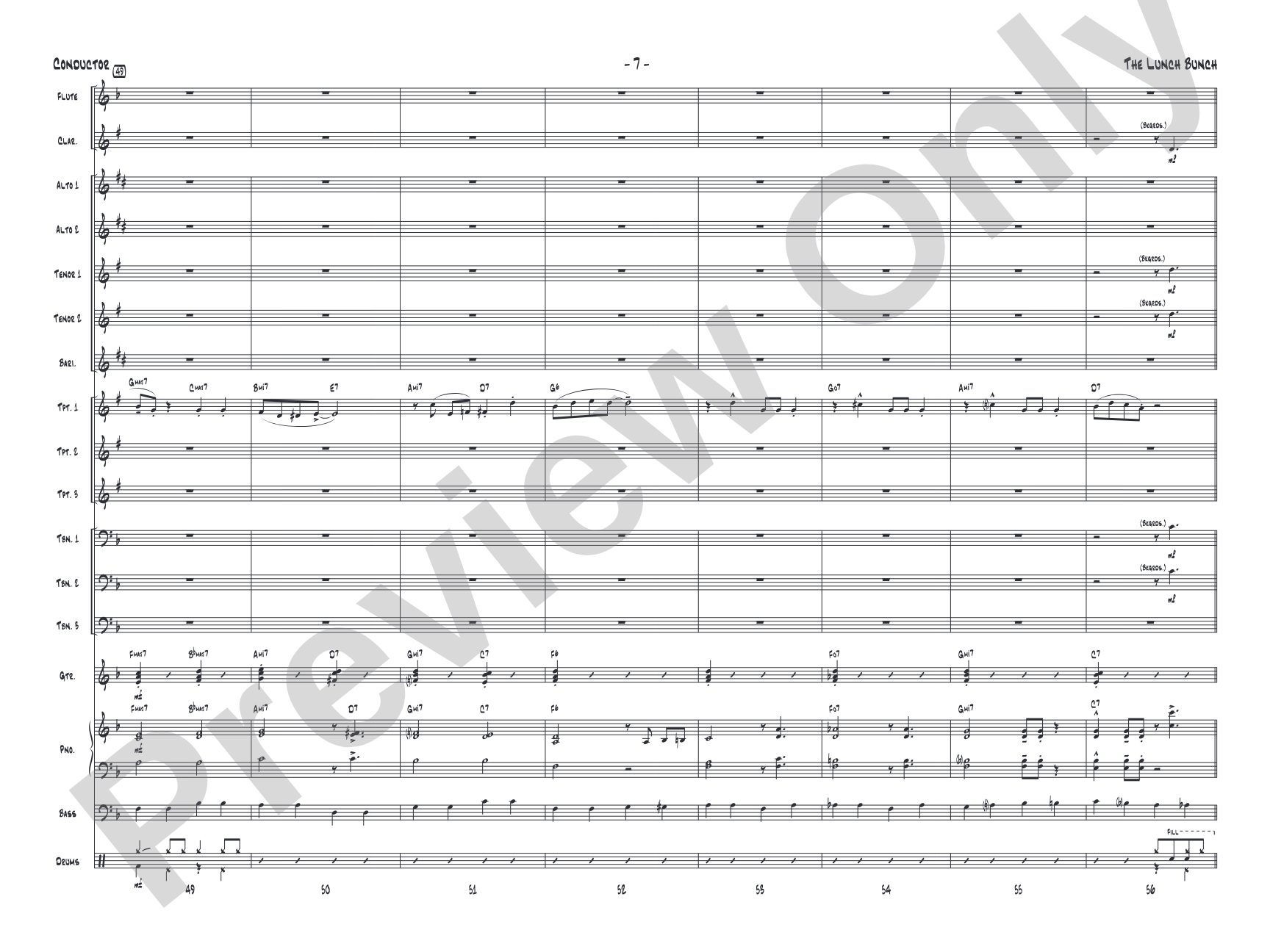The Lunch Bunch: Jazz Ensemble Conductor Score & Parts