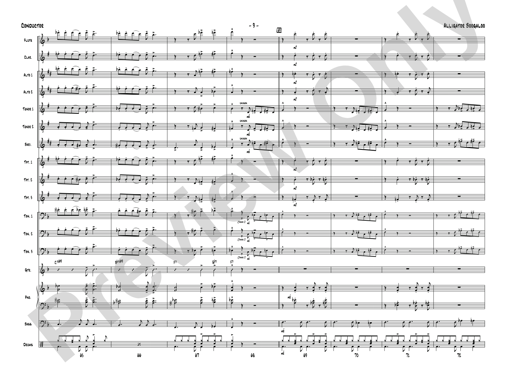 Alligator Boogaloo: Jazz Ensemble Conductor Score & Parts