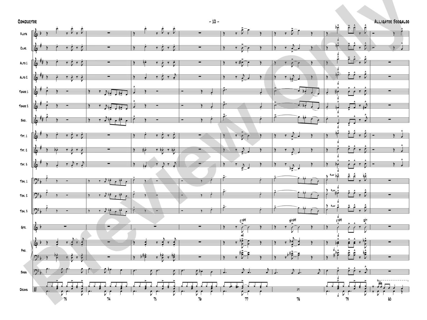 Alligator Boogaloo: Jazz Ensemble Conductor Score & Parts