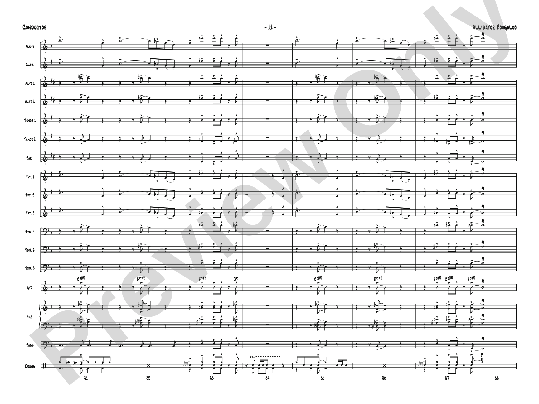 Alligator Boogaloo: Jazz Ensemble Conductor Score & Parts