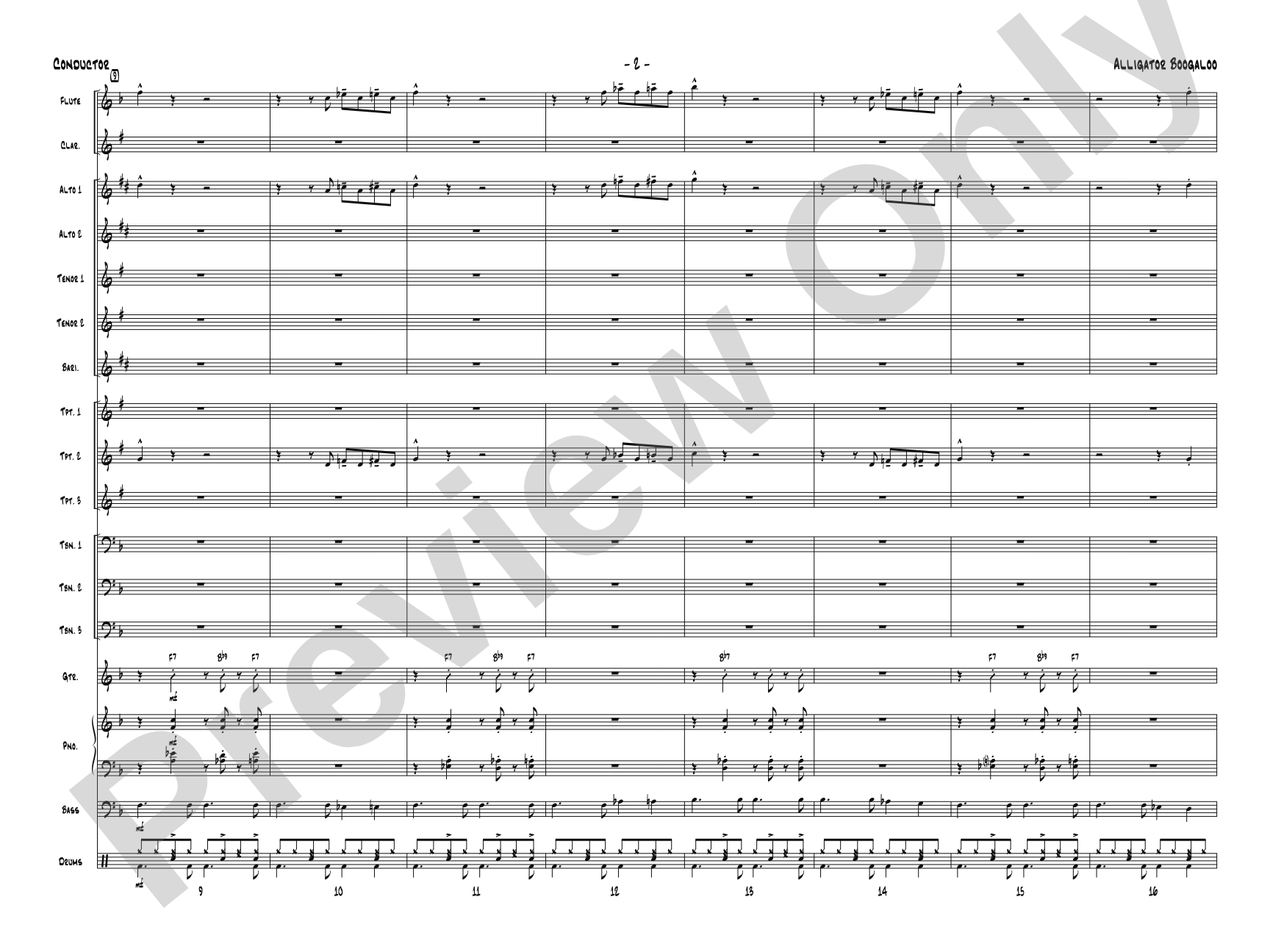 Alligator Boogaloo: Jazz Ensemble Conductor Score & Parts