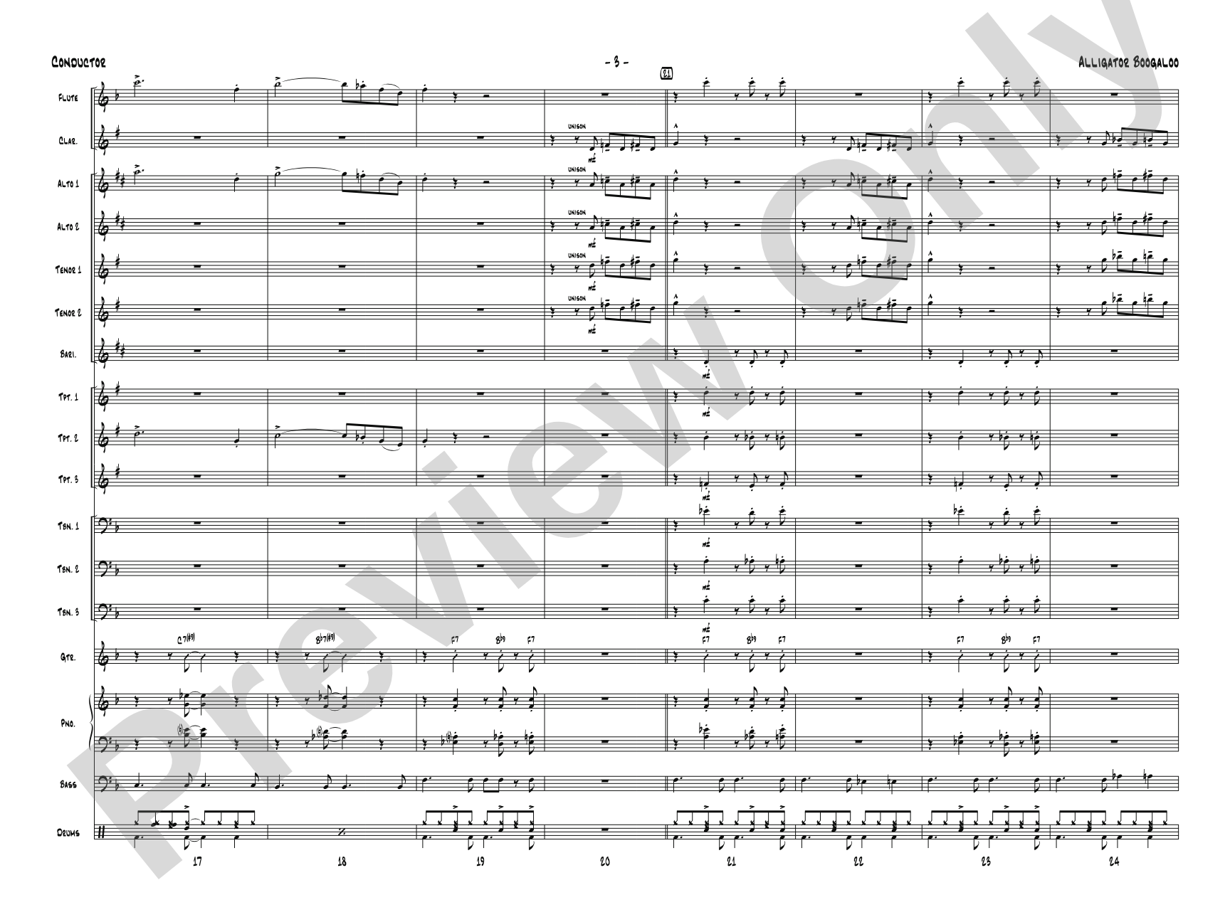 Alligator Boogaloo: Jazz Ensemble Conductor Score & Parts