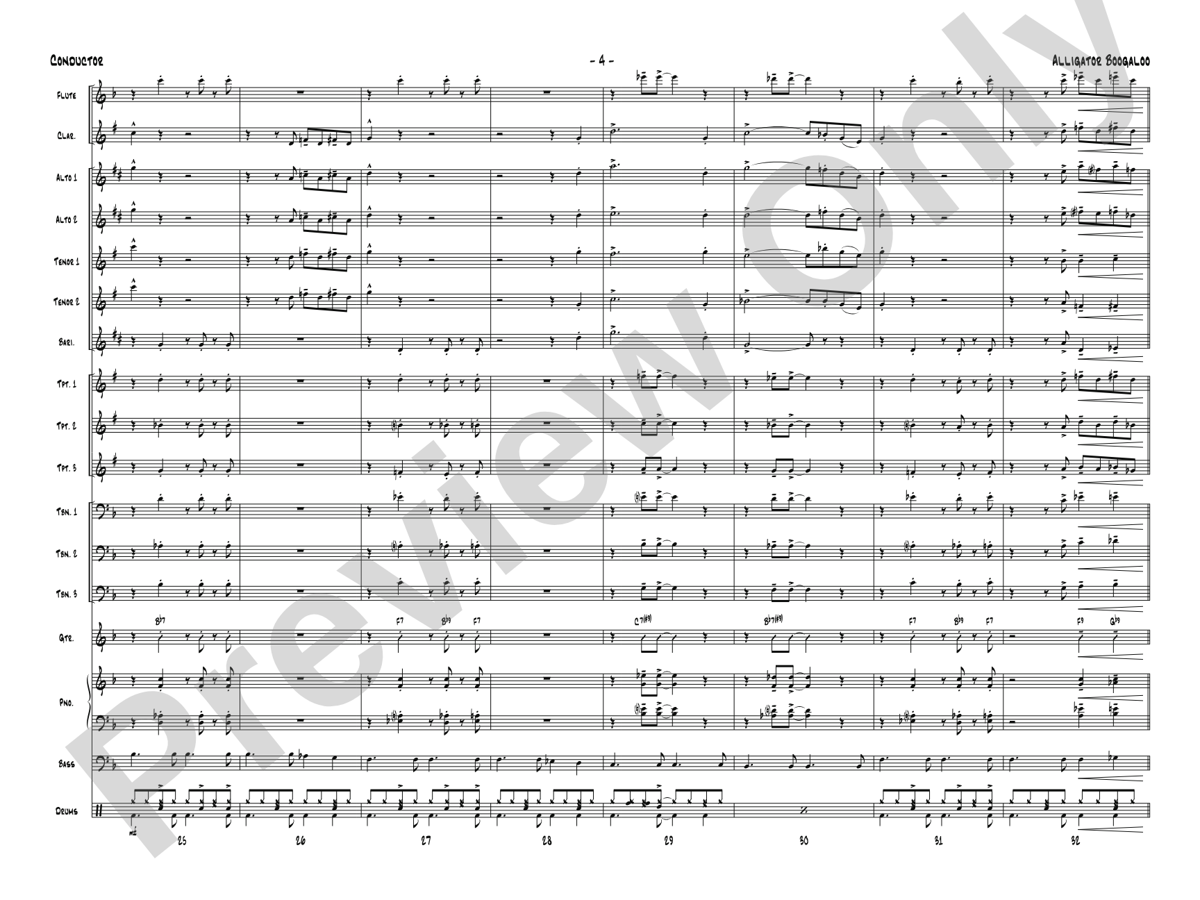 Alligator Boogaloo: Jazz Ensemble Conductor Score & Parts