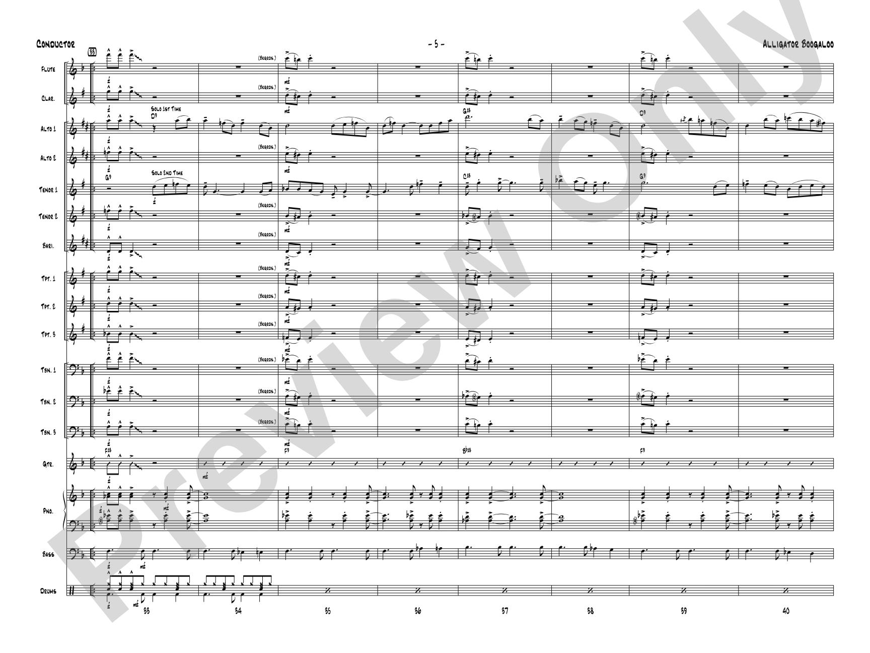 Alligator Boogaloo: Jazz Ensemble Conductor Score & Parts