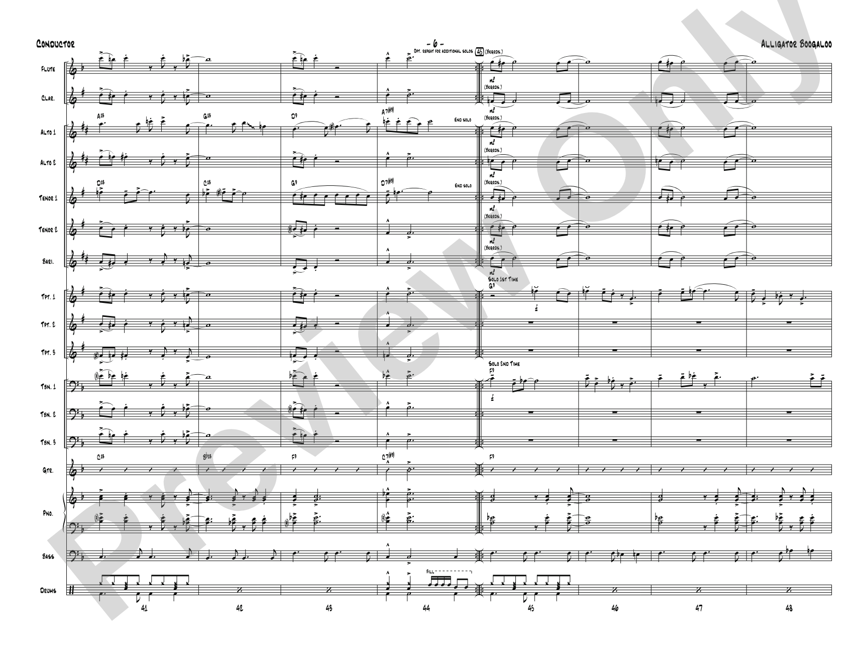 Alligator Boogaloo: Jazz Ensemble Conductor Score & Parts
