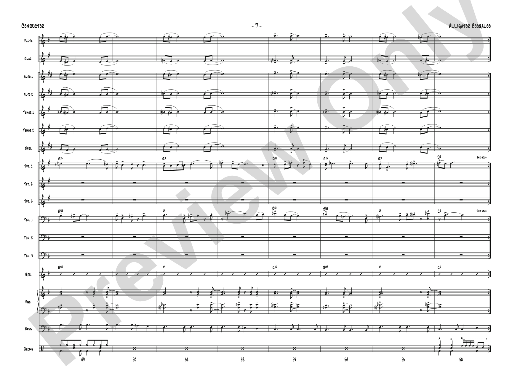 Alligator Boogaloo: Jazz Ensemble Conductor Score & Parts