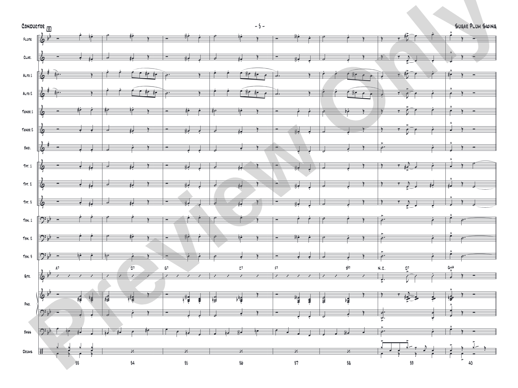 Sugar Plum Swing: Jazz Ensemble Conductor Score & Parts