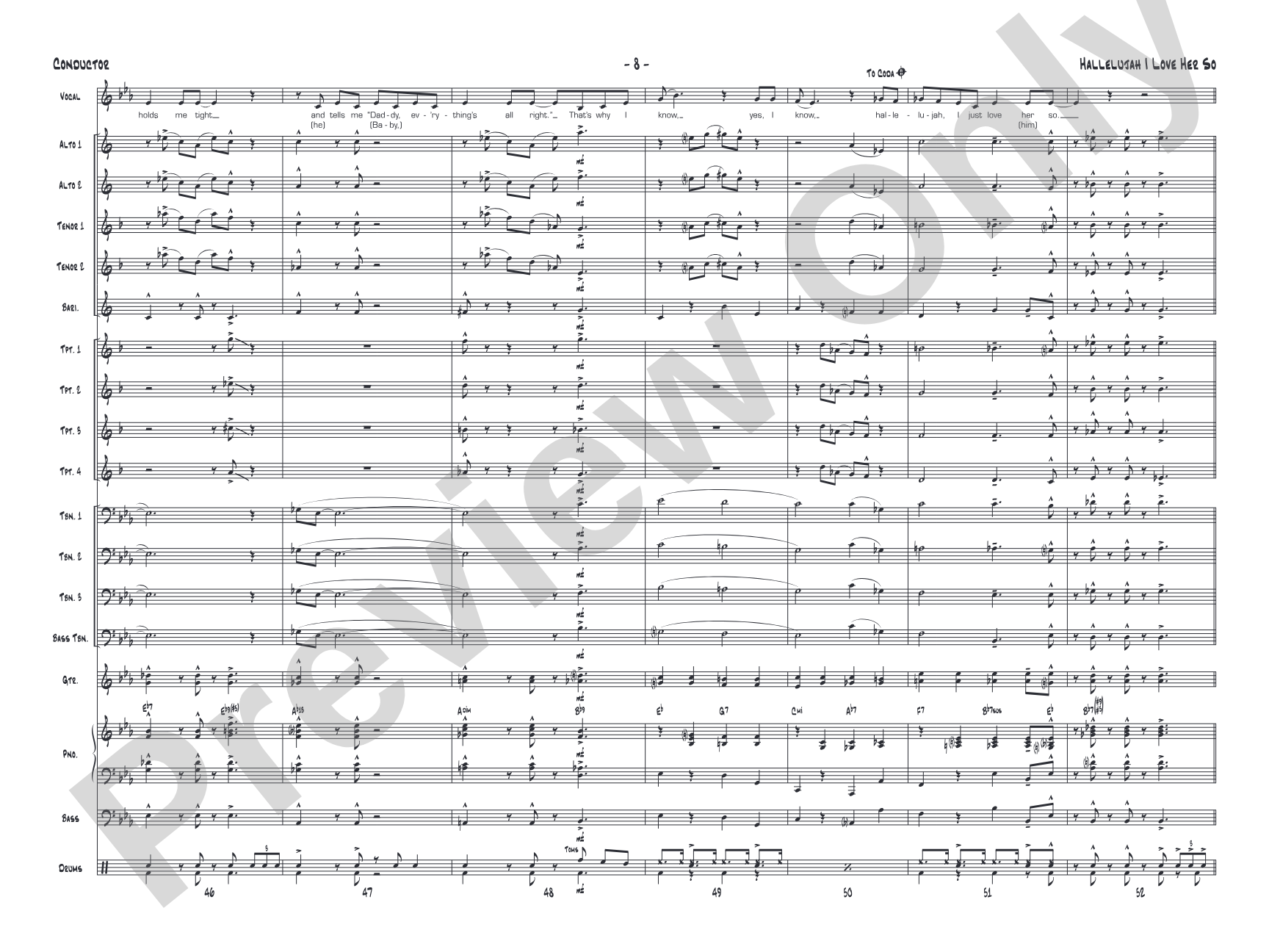 Hallelujah I Love Her So: Vocal Solo with Jazz Ensemble Conductor Score & Parts