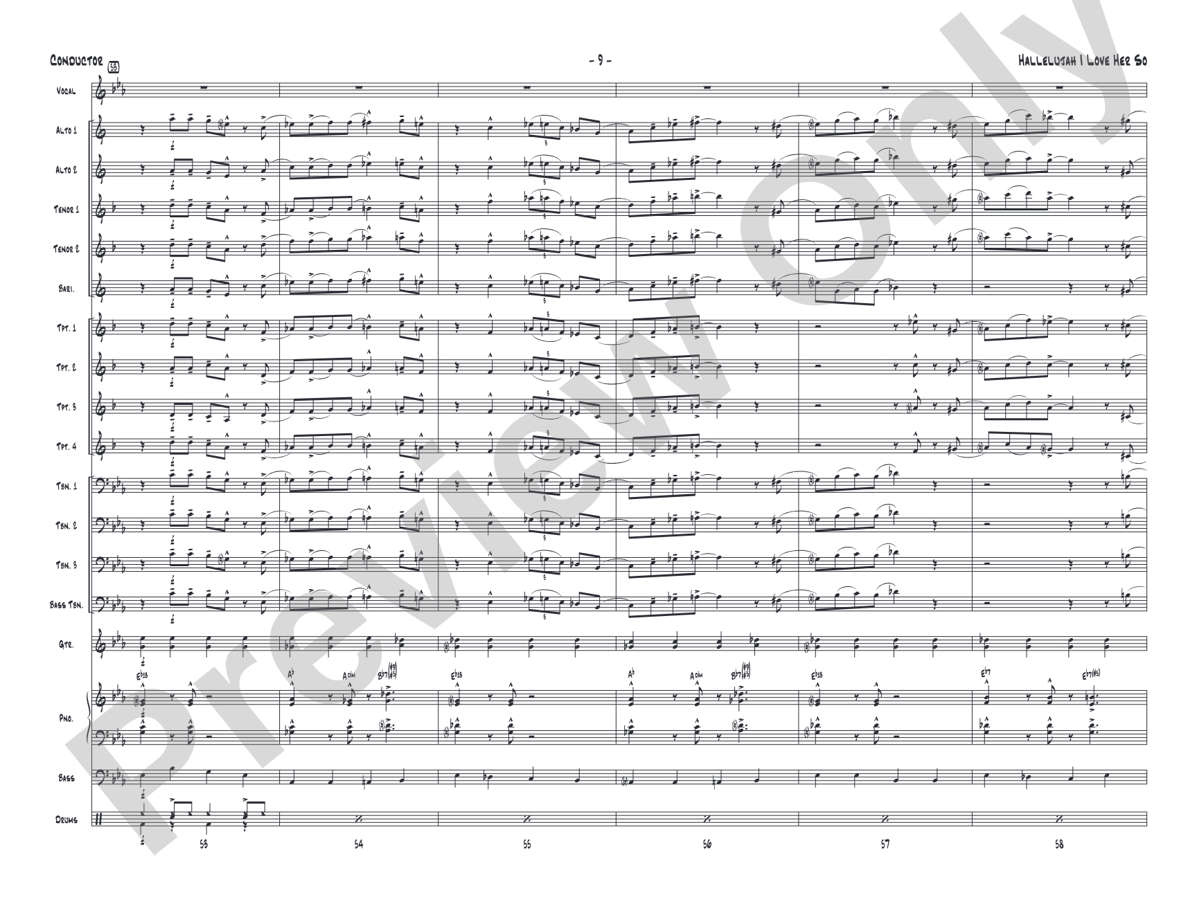 Hallelujah I Love Her So: Vocal Solo with Jazz Ensemble Conductor Score & Parts