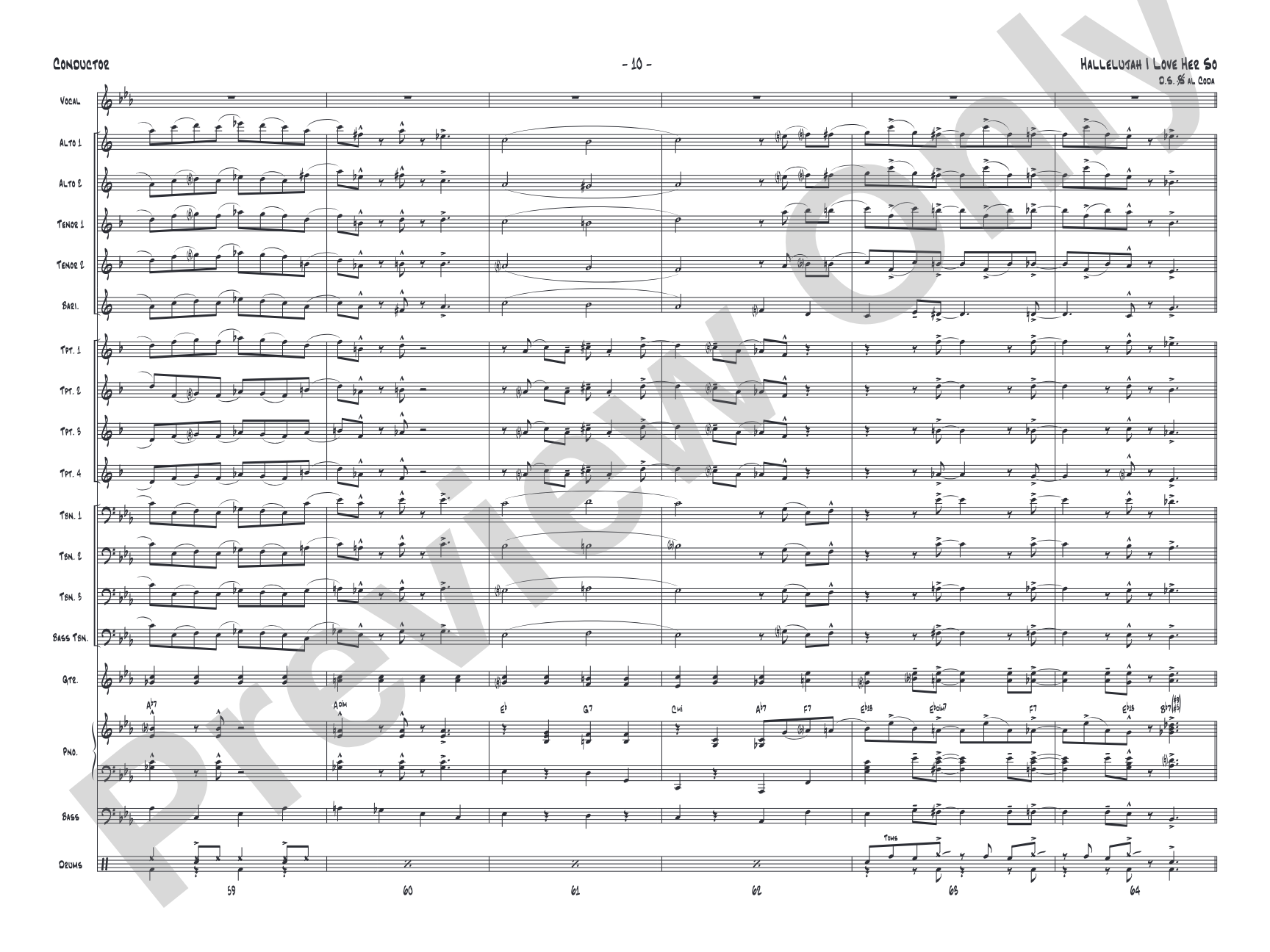 Hallelujah I Love Her So: Vocal Solo with Jazz Ensemble Conductor Score & Parts