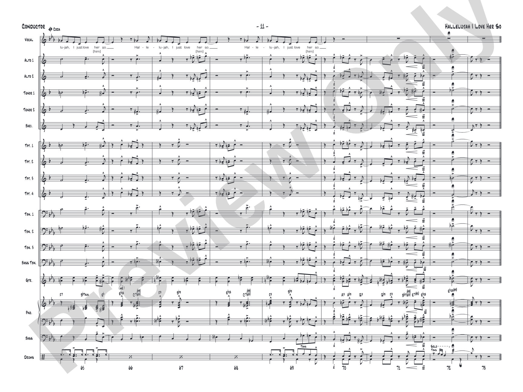 Hallelujah I Love Her So: Vocal Solo with Jazz Ensemble Conductor Score & Parts