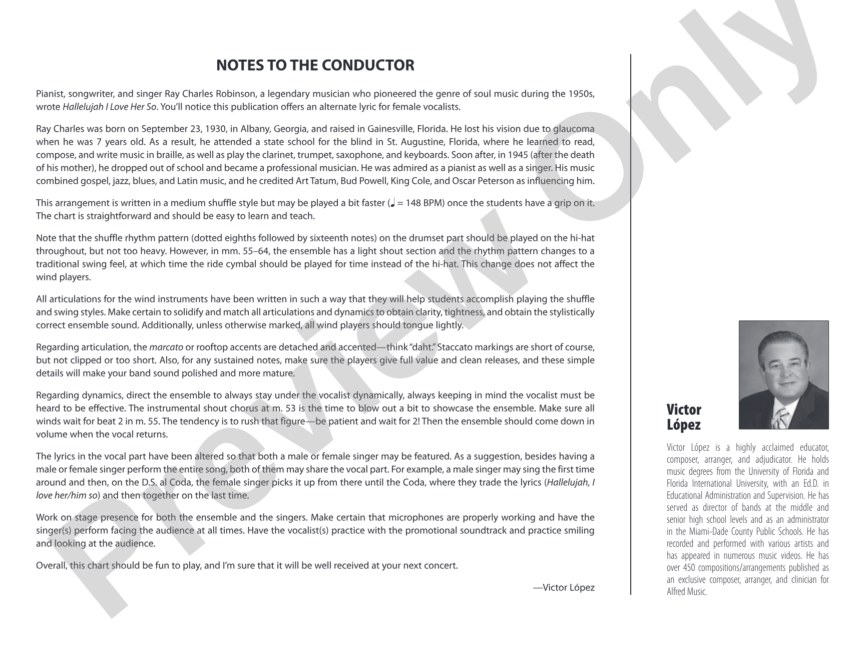 Hallelujah I Love Her So: Vocal Solo with Jazz Ensemble Conductor Score & Parts