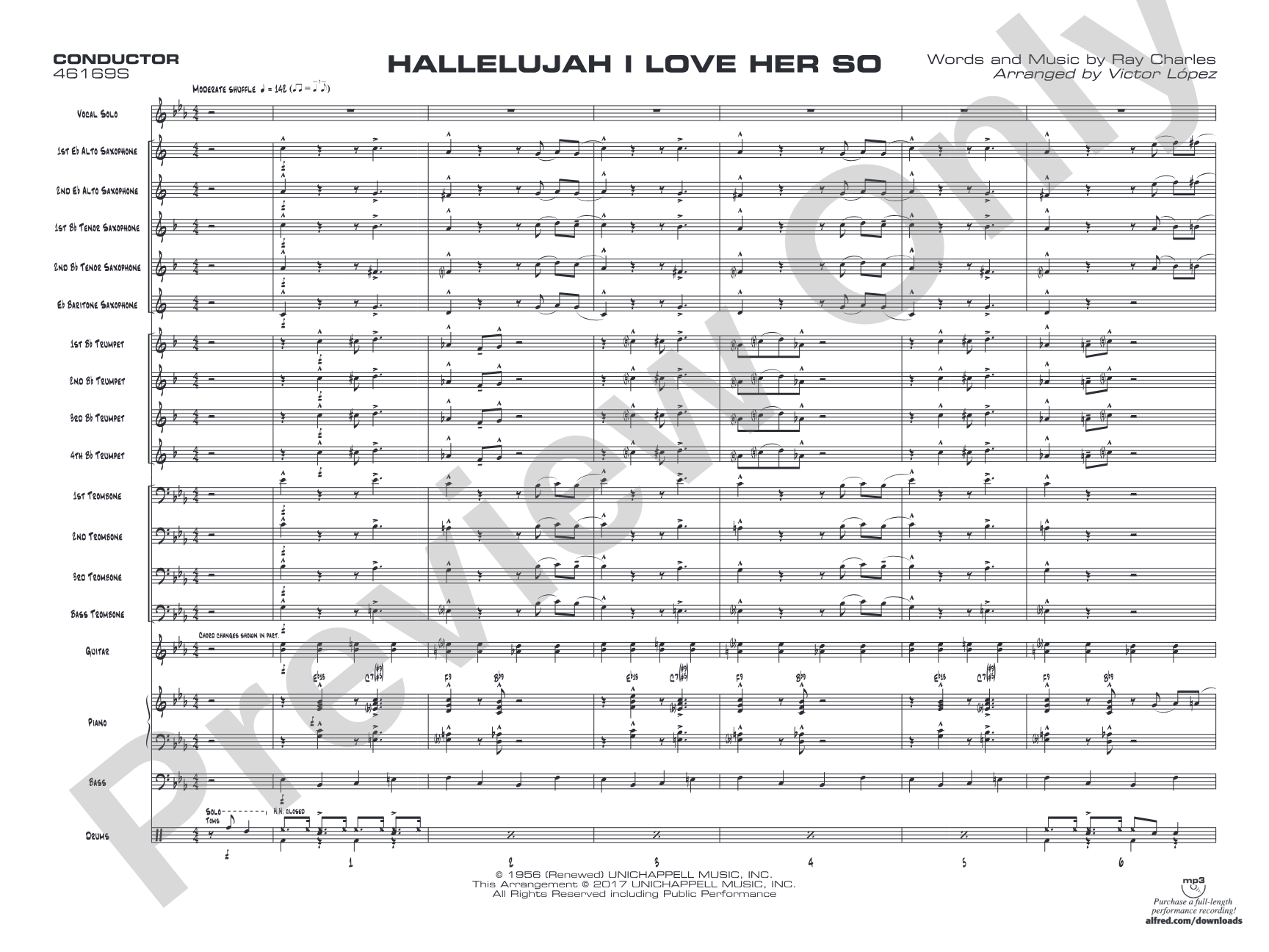 Hallelujah I Love Her So: Vocal Solo with Jazz Ensemble Conductor Score & Parts