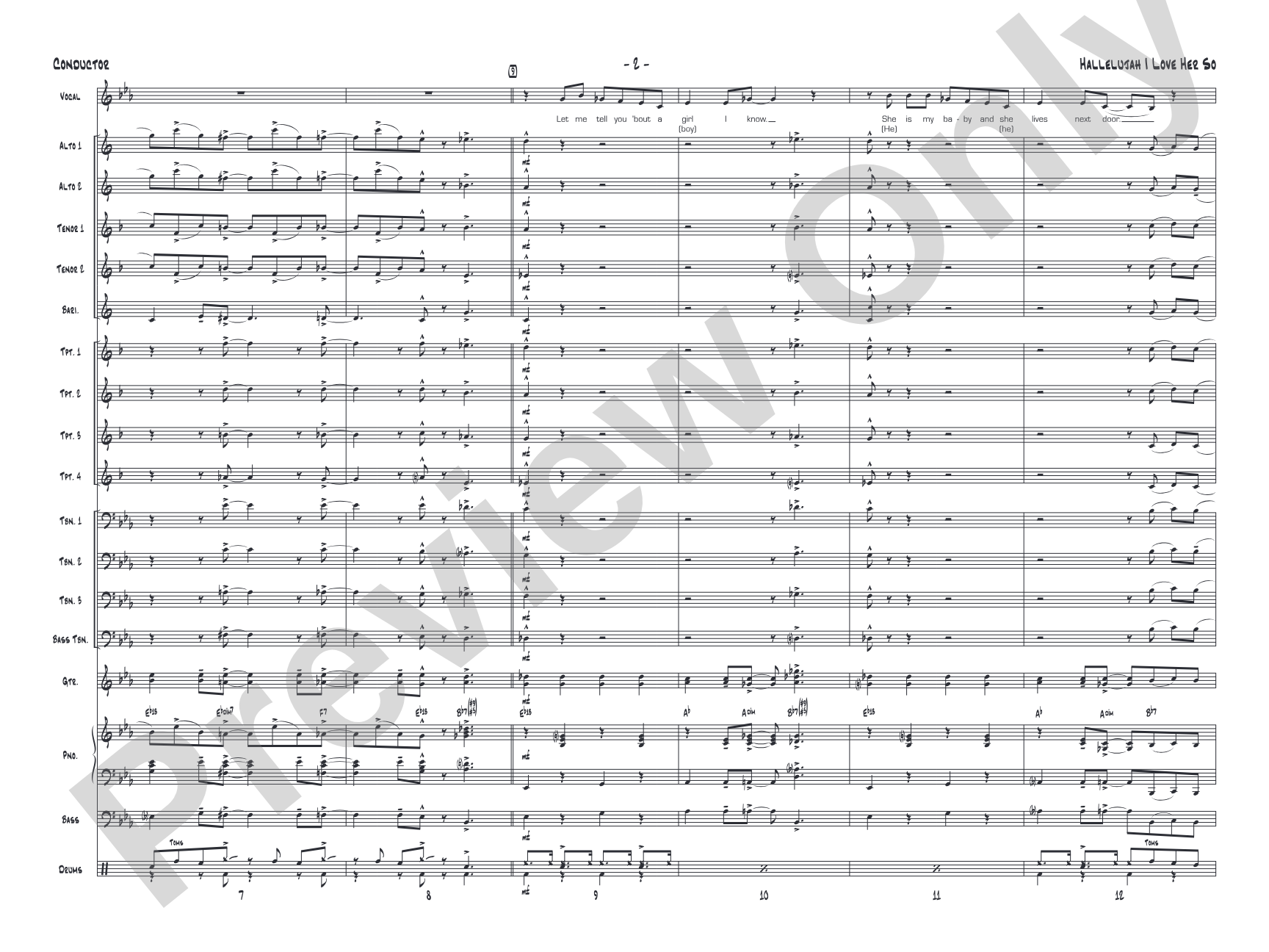 Hallelujah I Love Her So: Vocal Solo with Jazz Ensemble Conductor Score & Parts