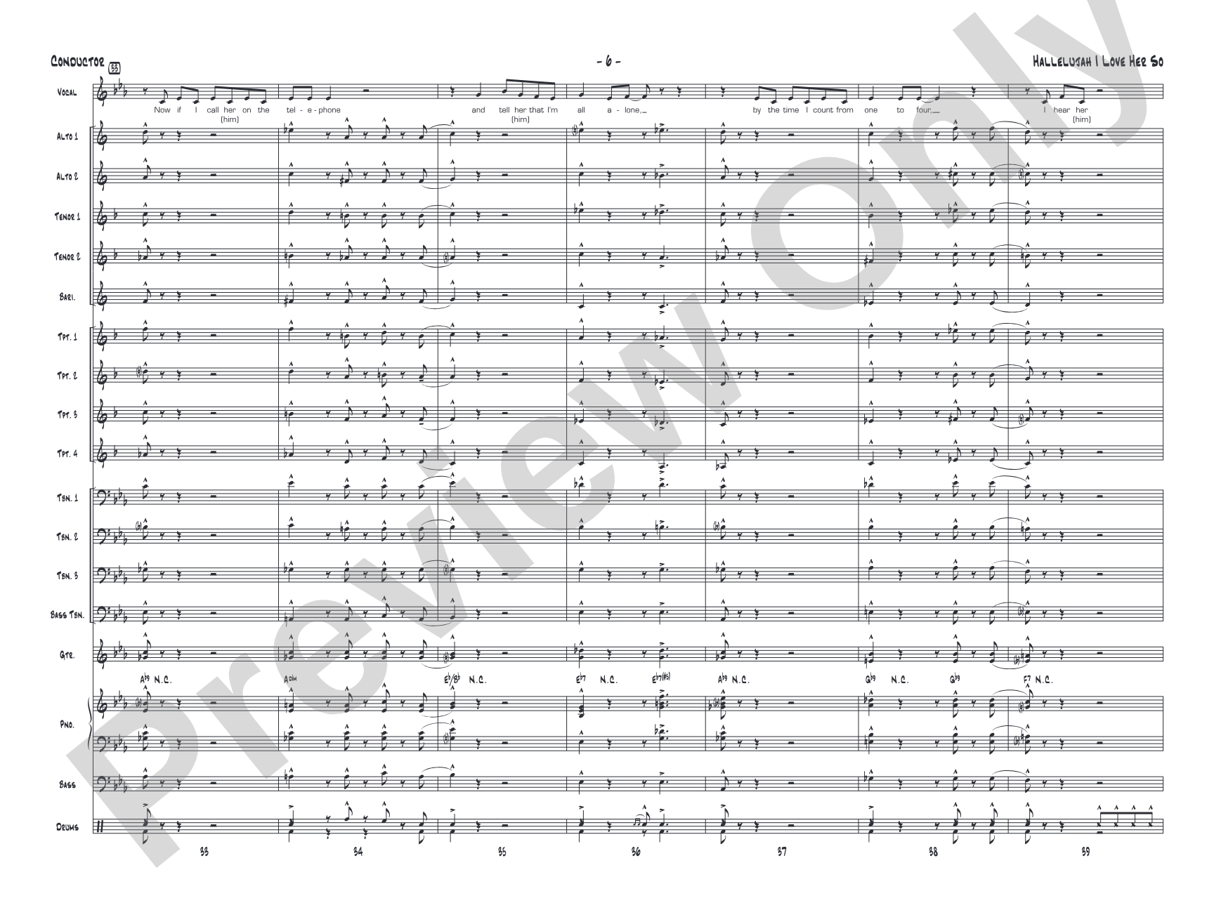 Hallelujah I Love Her So: Vocal Solo with Jazz Ensemble Conductor Score & Parts