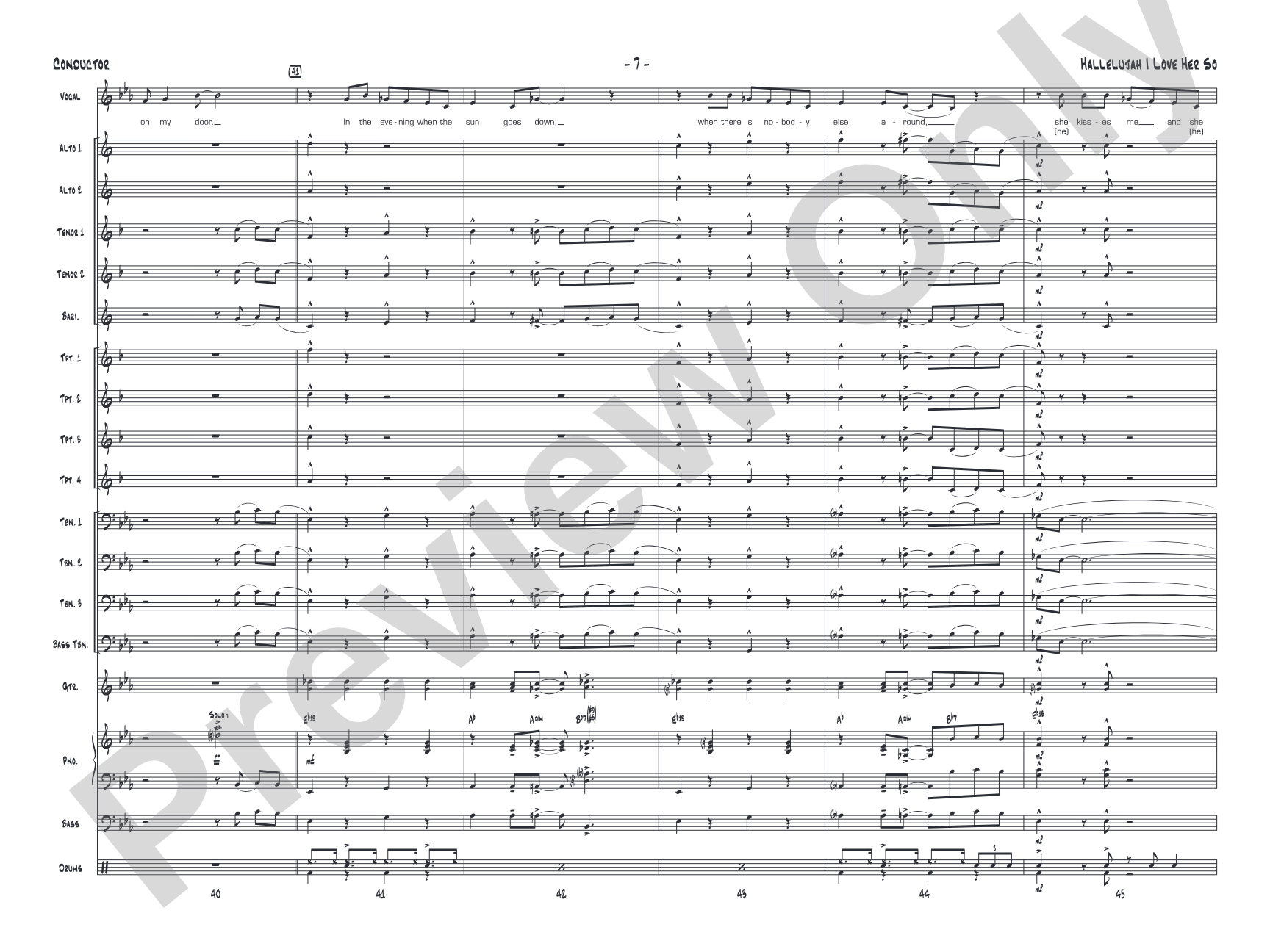 Hallelujah I Love Her So: Vocal Solo with Jazz Ensemble Conductor Score & Parts