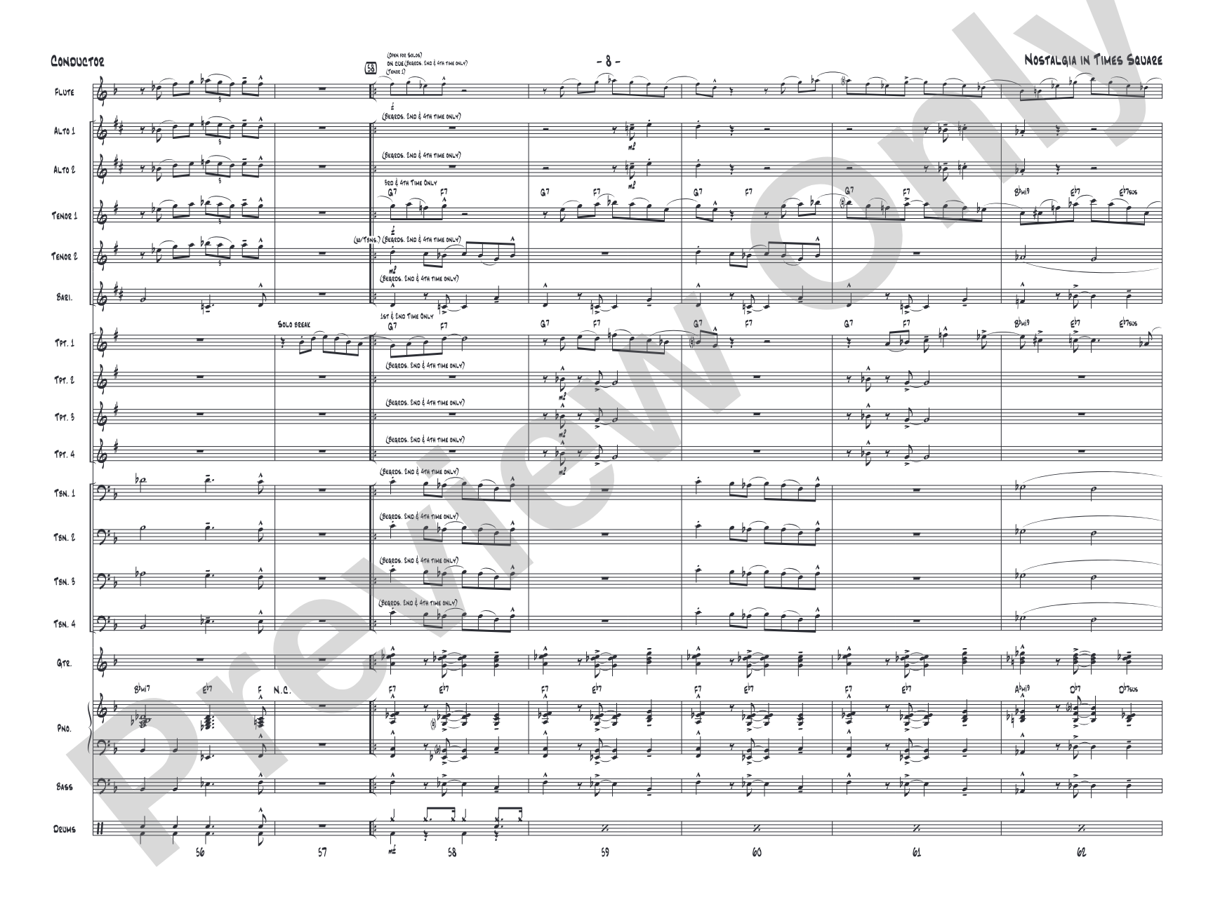 Nostalgia in Times Square: Jazz Ensemble Conductor Score & Parts