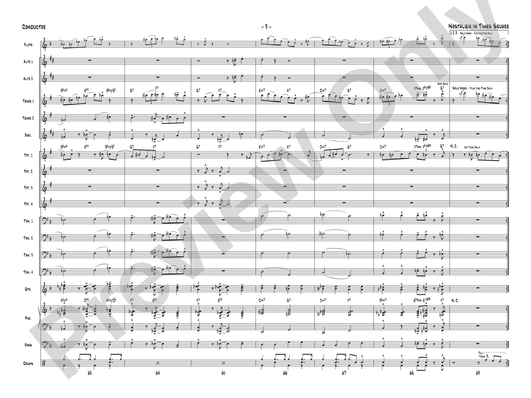 Nostalgia in Times Square: Jazz Ensemble Conductor Score & Parts