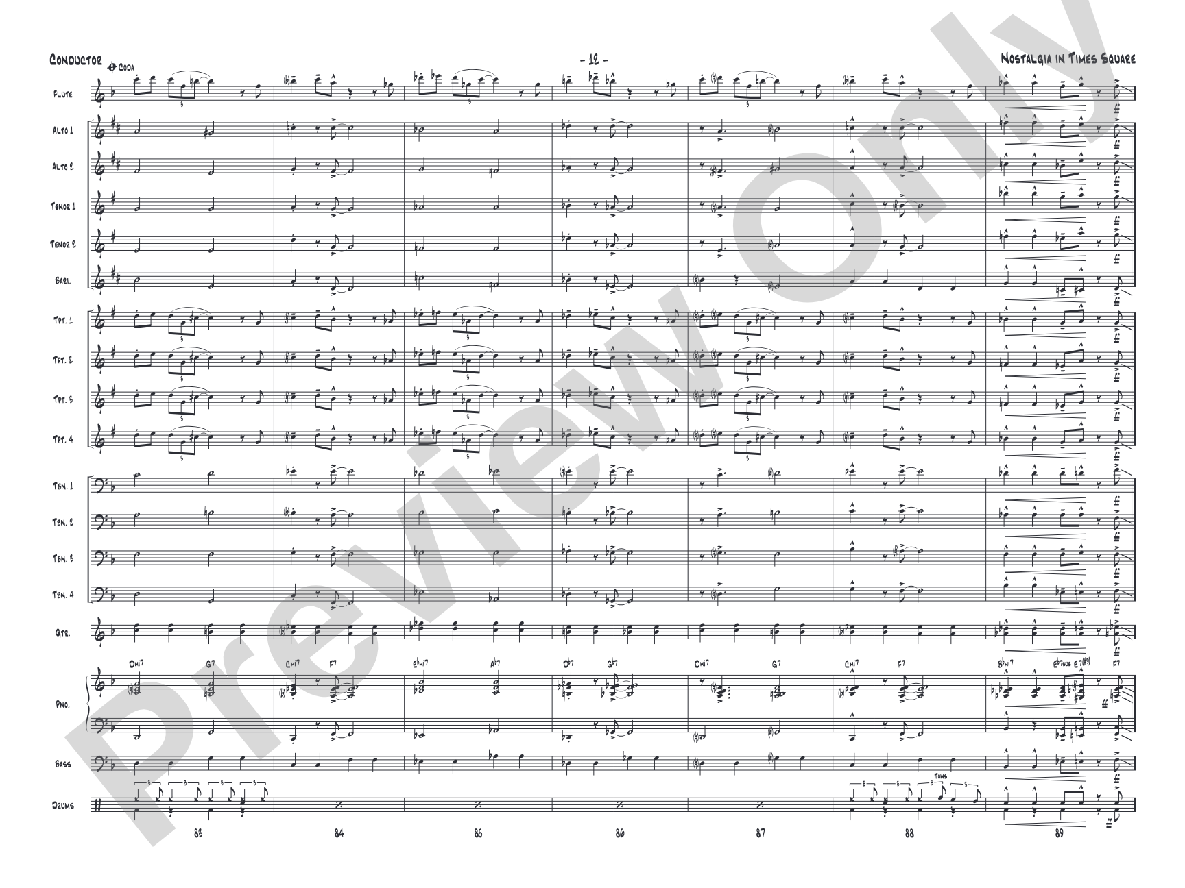 Nostalgia in Times Square: Jazz Ensemble Conductor Score & Parts