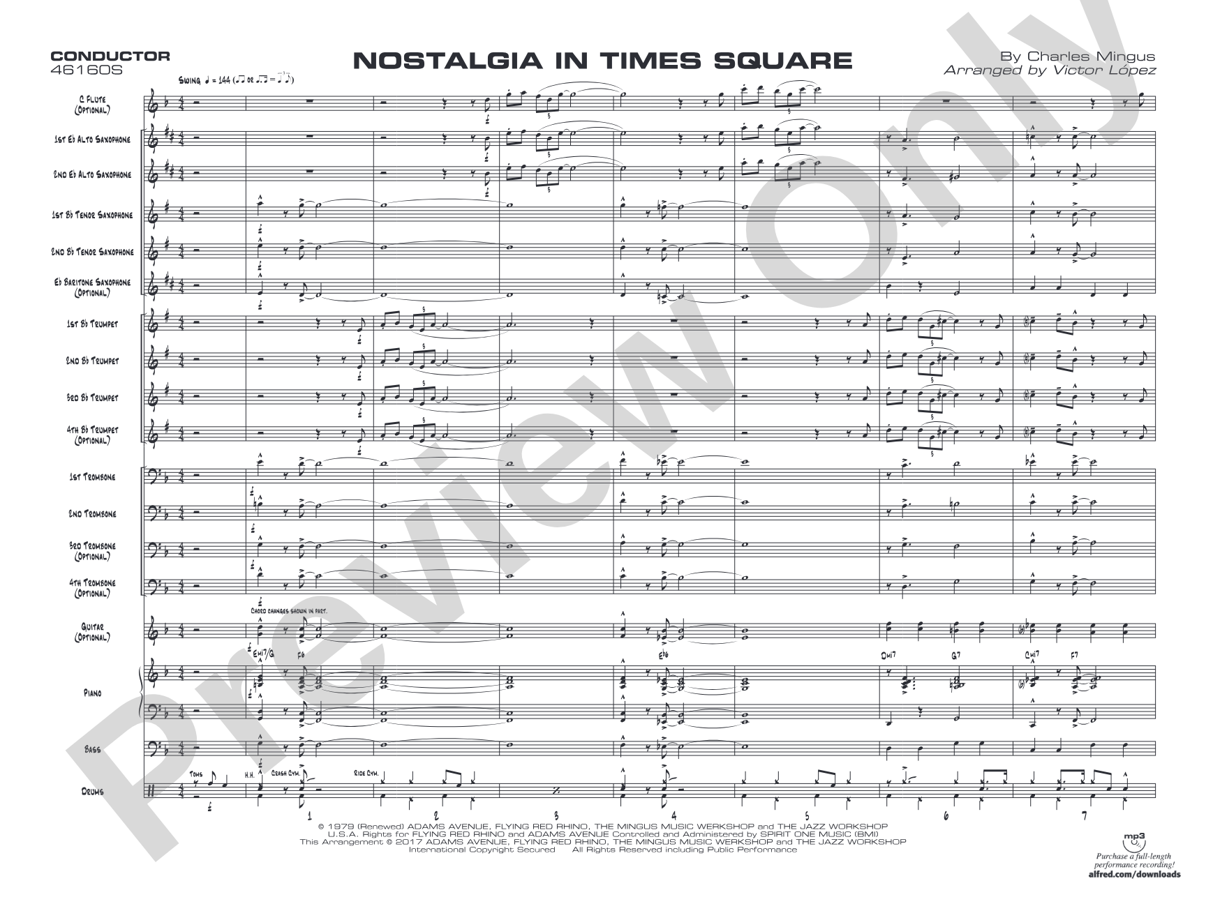Nostalgia in Times Square: Jazz Ensemble Conductor Score & Parts
