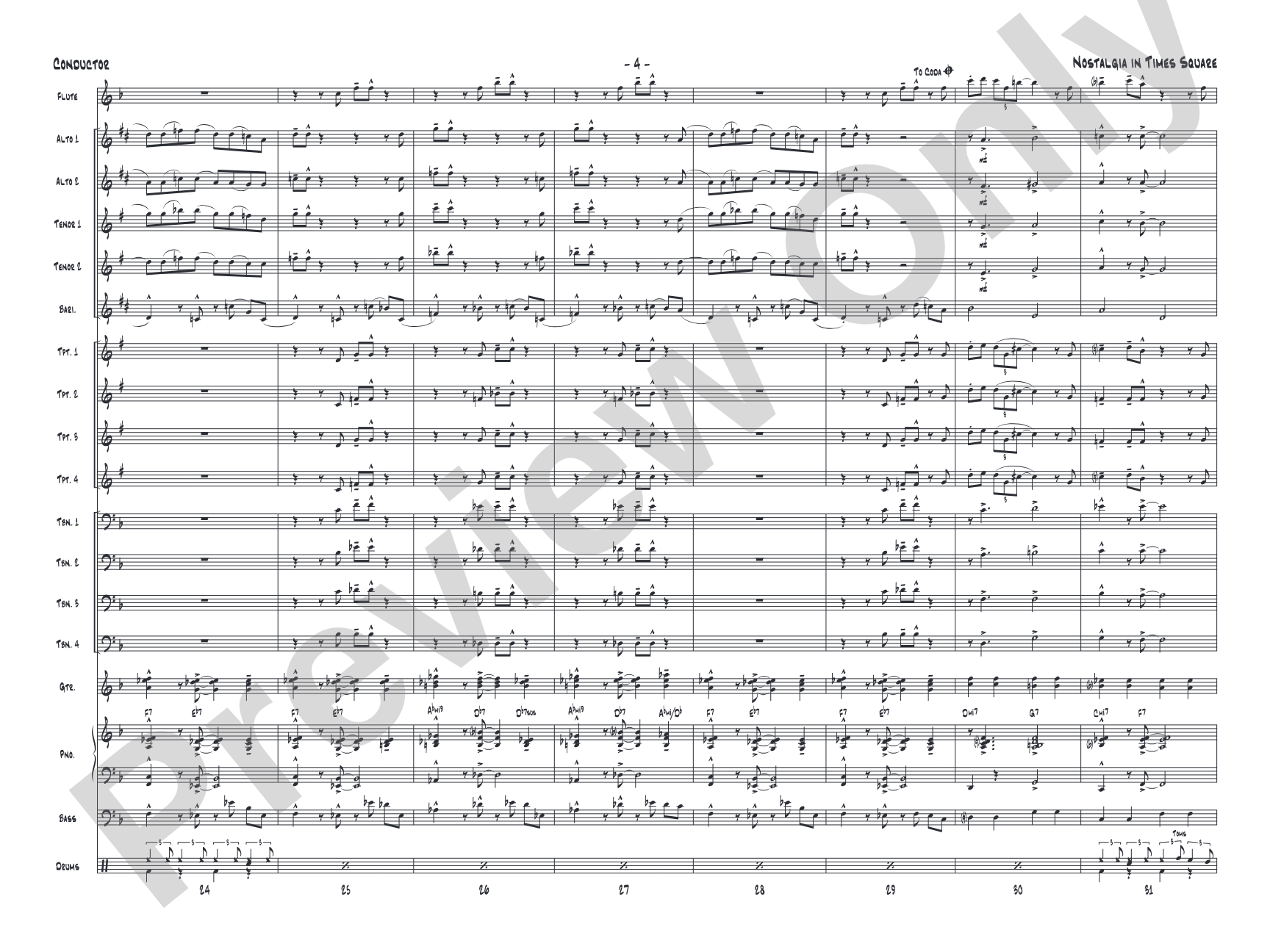 Nostalgia in Times Square: Jazz Ensemble Conductor Score & Parts