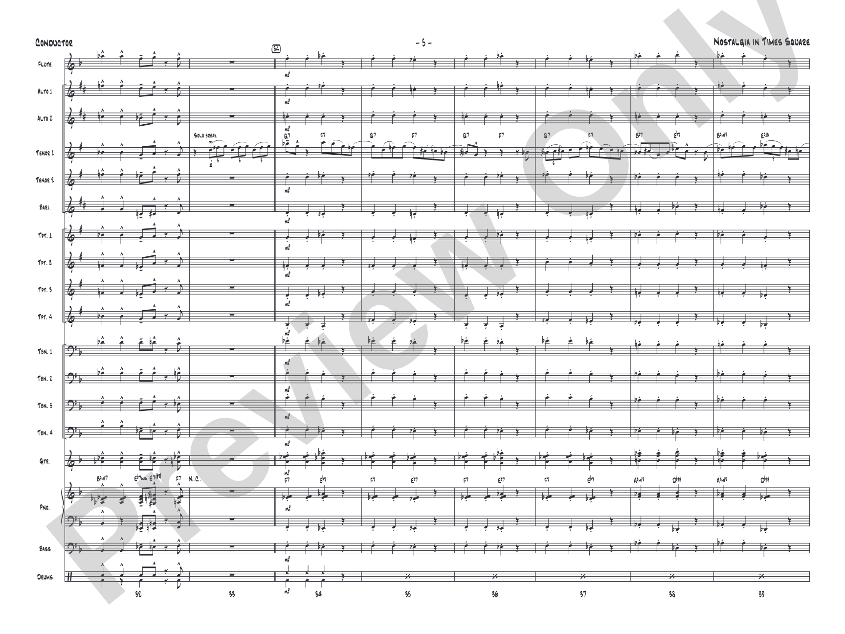 Nostalgia in Times Square: Jazz Ensemble Conductor Score & Parts