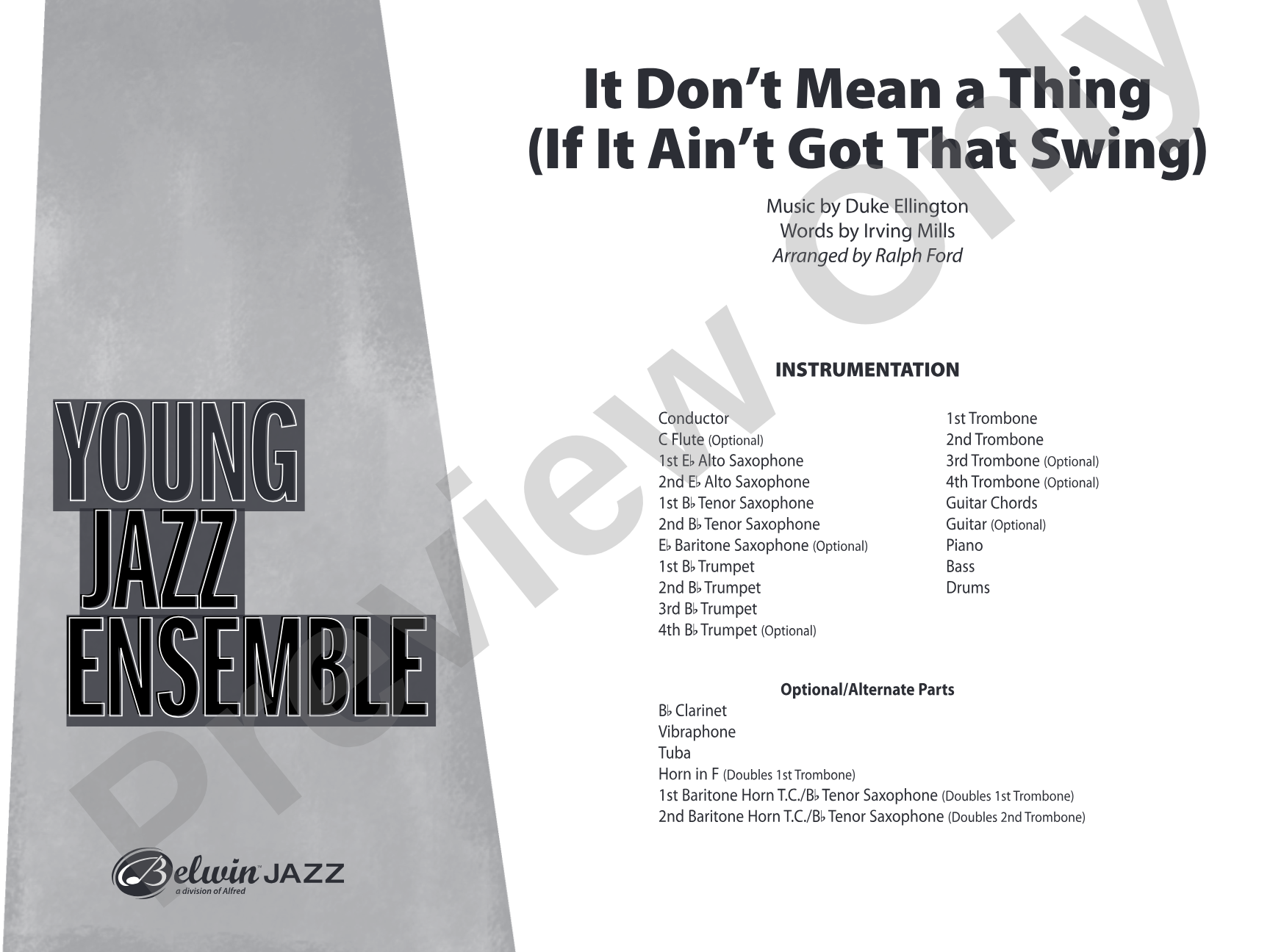 It Don't Mean a Thing (If It Ain't Got That Swing): Jazz Ensemble Conductor Score & Parts