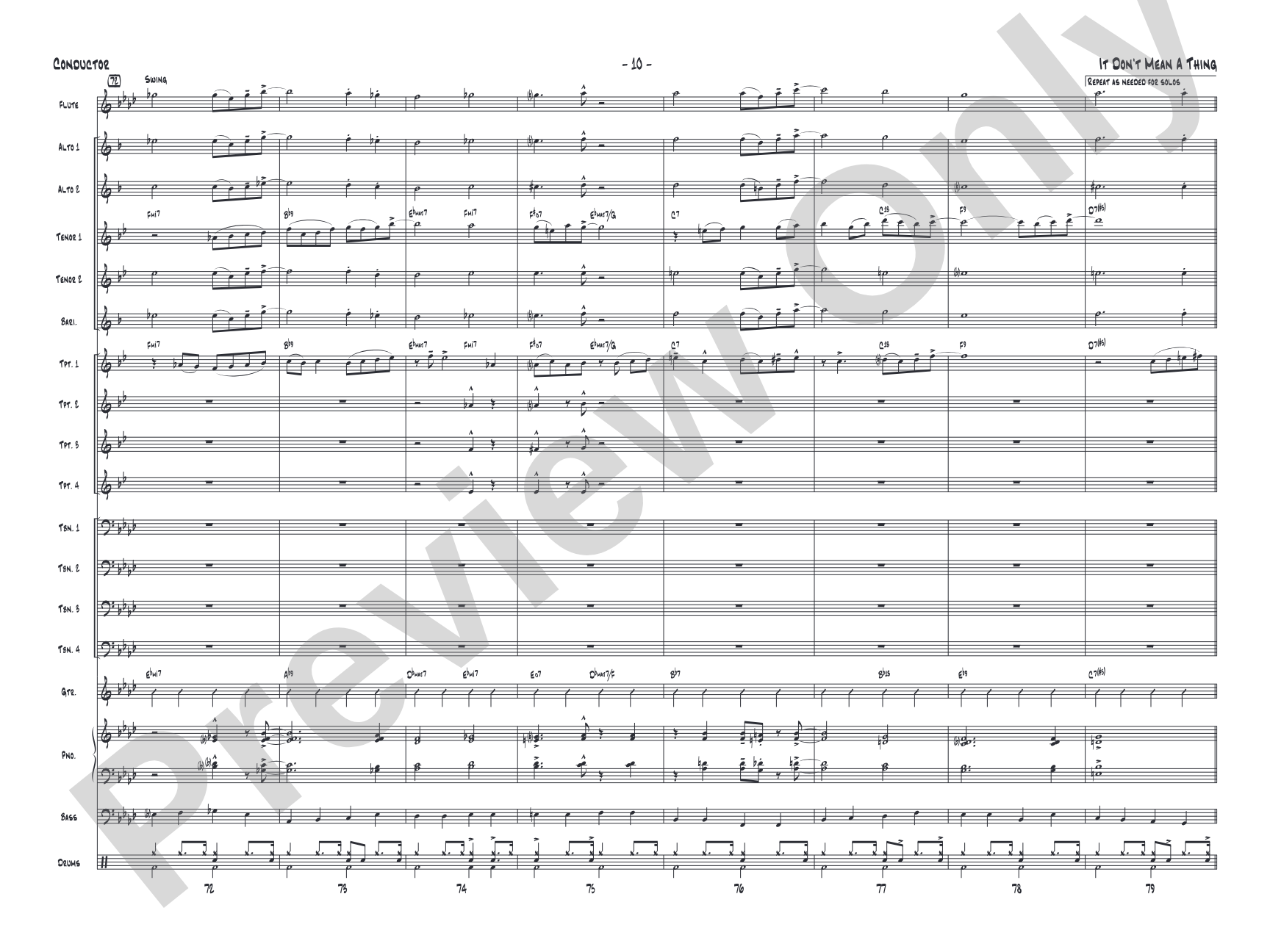 It Don't Mean a Thing (If It Ain't Got That Swing): Jazz Ensemble Conductor Score & Parts