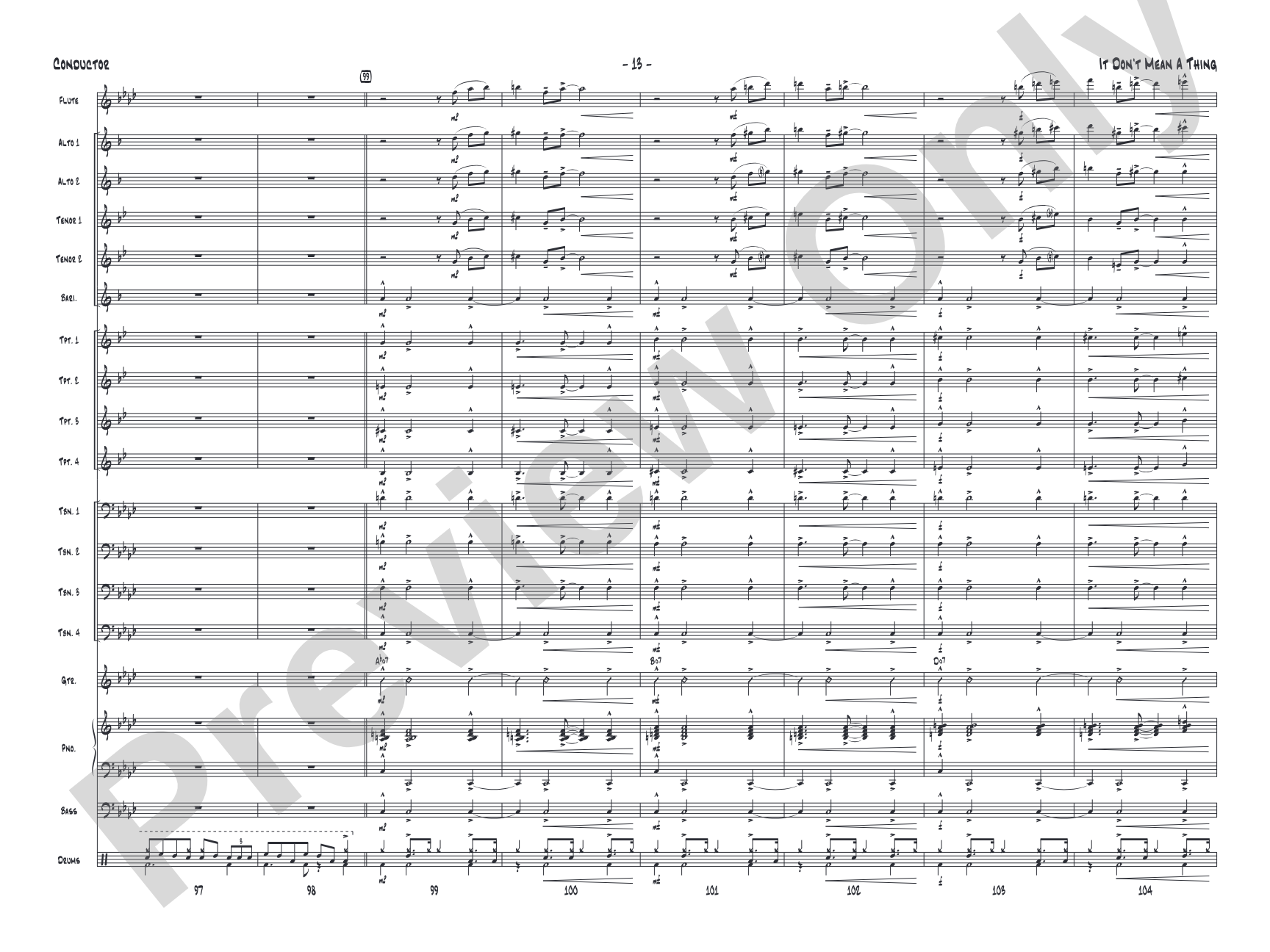 It Don't Mean a Thing (If It Ain't Got That Swing): Jazz Ensemble Conductor Score & Parts