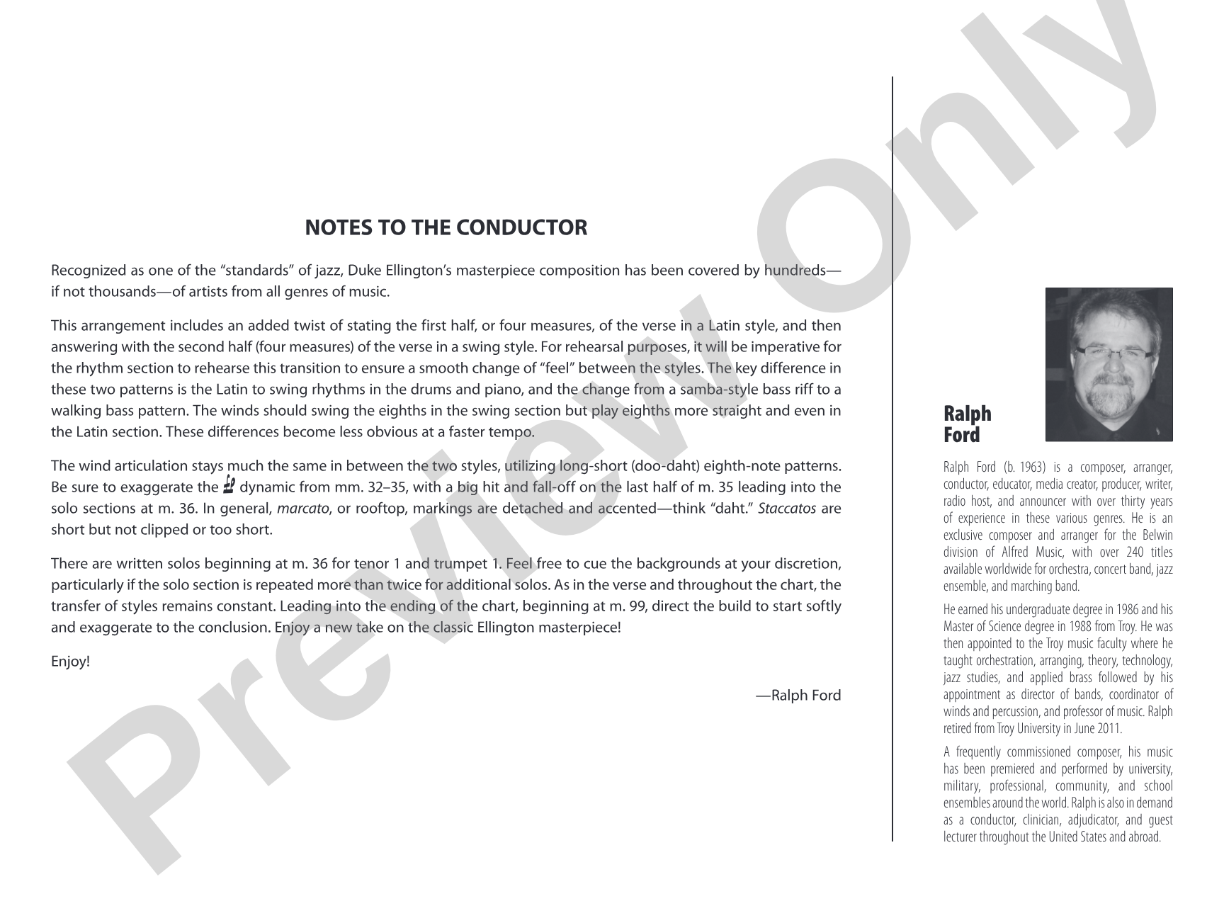 It Don't Mean a Thing (If It Ain't Got That Swing): Jazz Ensemble Conductor Score & Parts