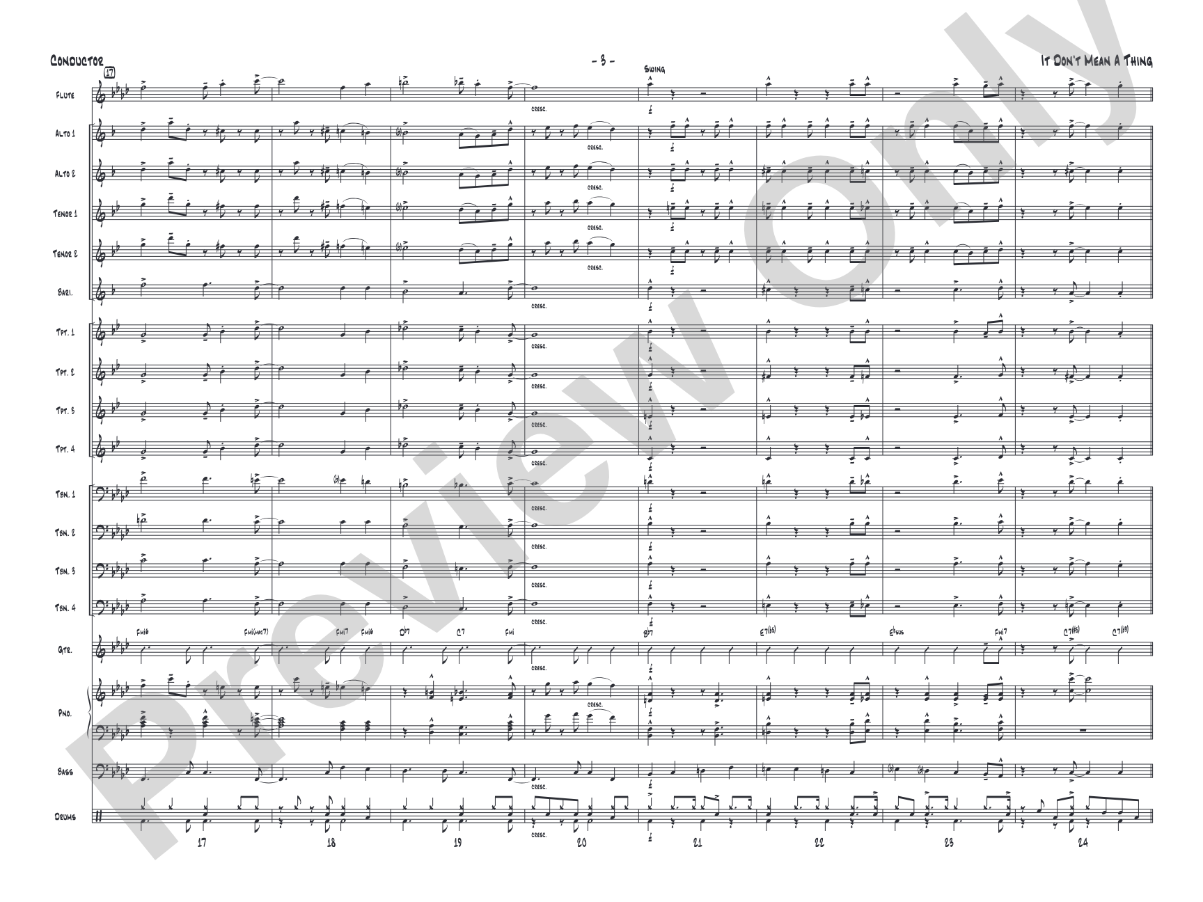 It Don't Mean a Thing (If It Ain't Got That Swing): Jazz Ensemble Conductor Score & Parts