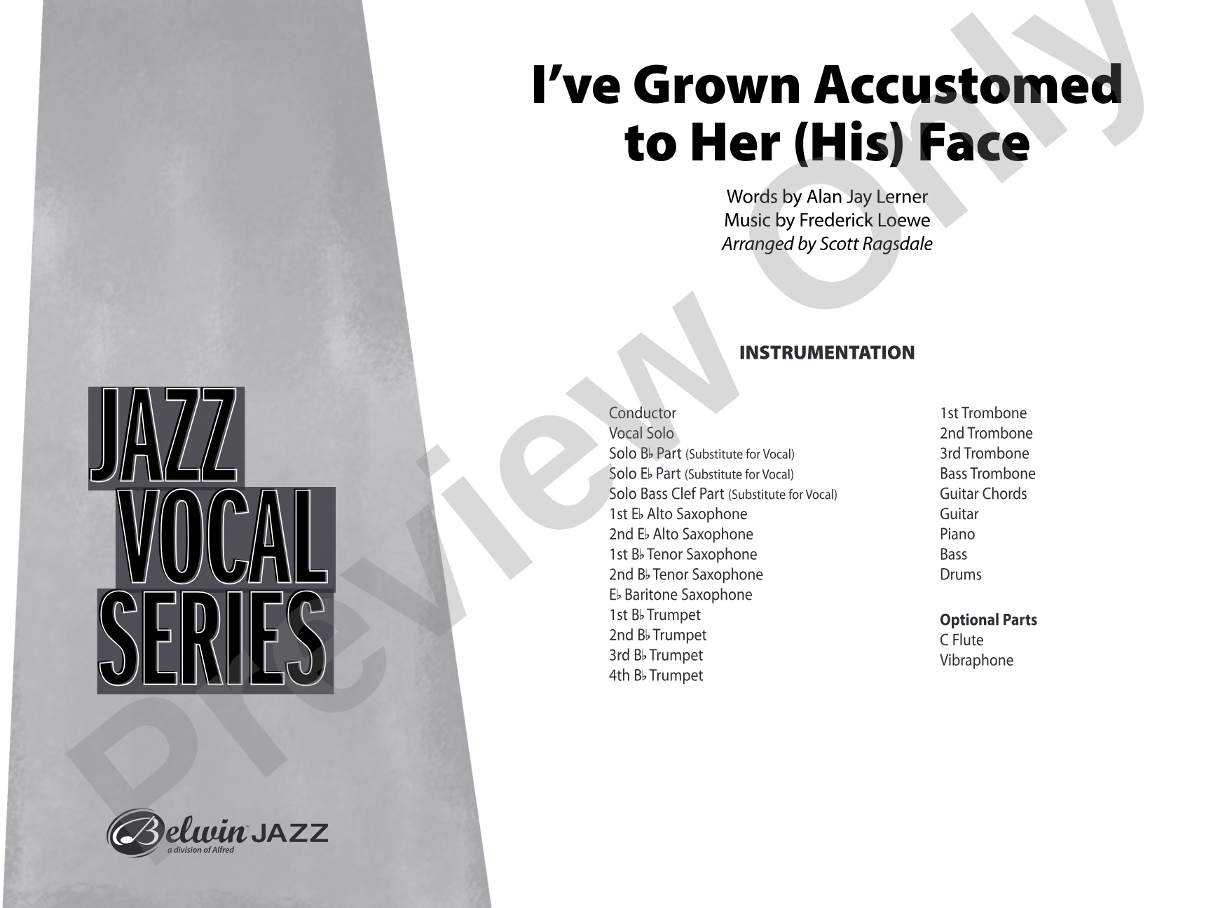 I've Grown Accustomed to Her (His) Face: Vocal Solo with Jazz Ensemble Conductor Score & Parts