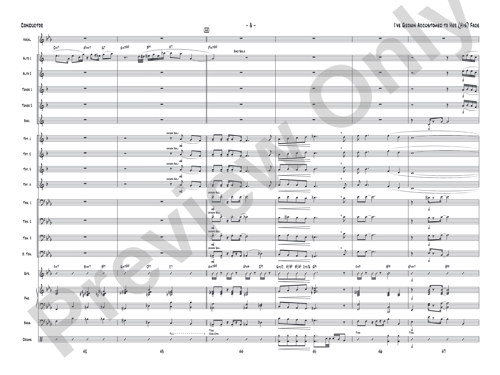 I've Grown Accustomed to Her (His) Face: Vocal Solo with Jazz Ensemble Conductor Score & Parts