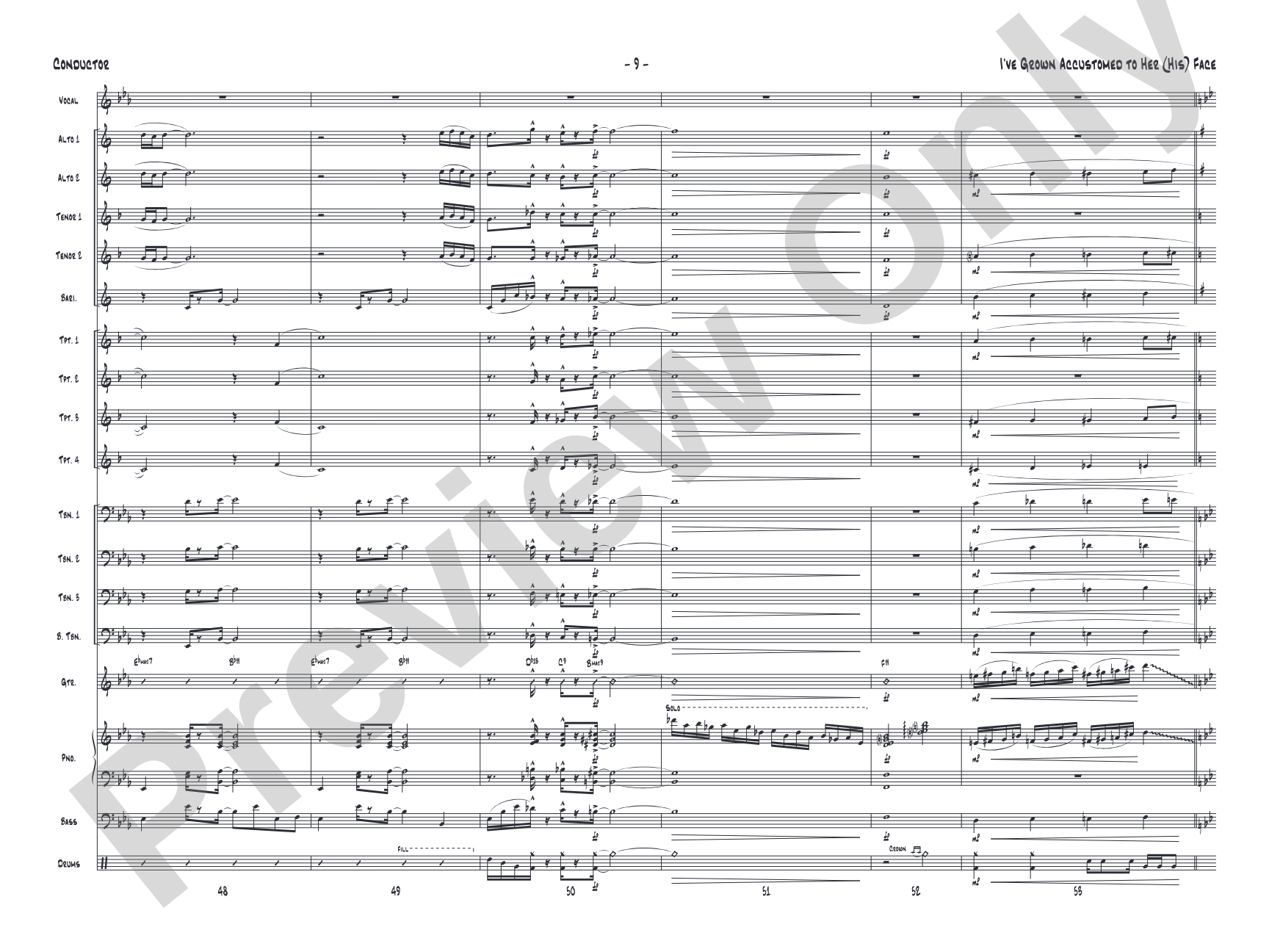 I've Grown Accustomed to Her (His) Face: Vocal Solo with Jazz Ensemble Conductor Score & Parts
