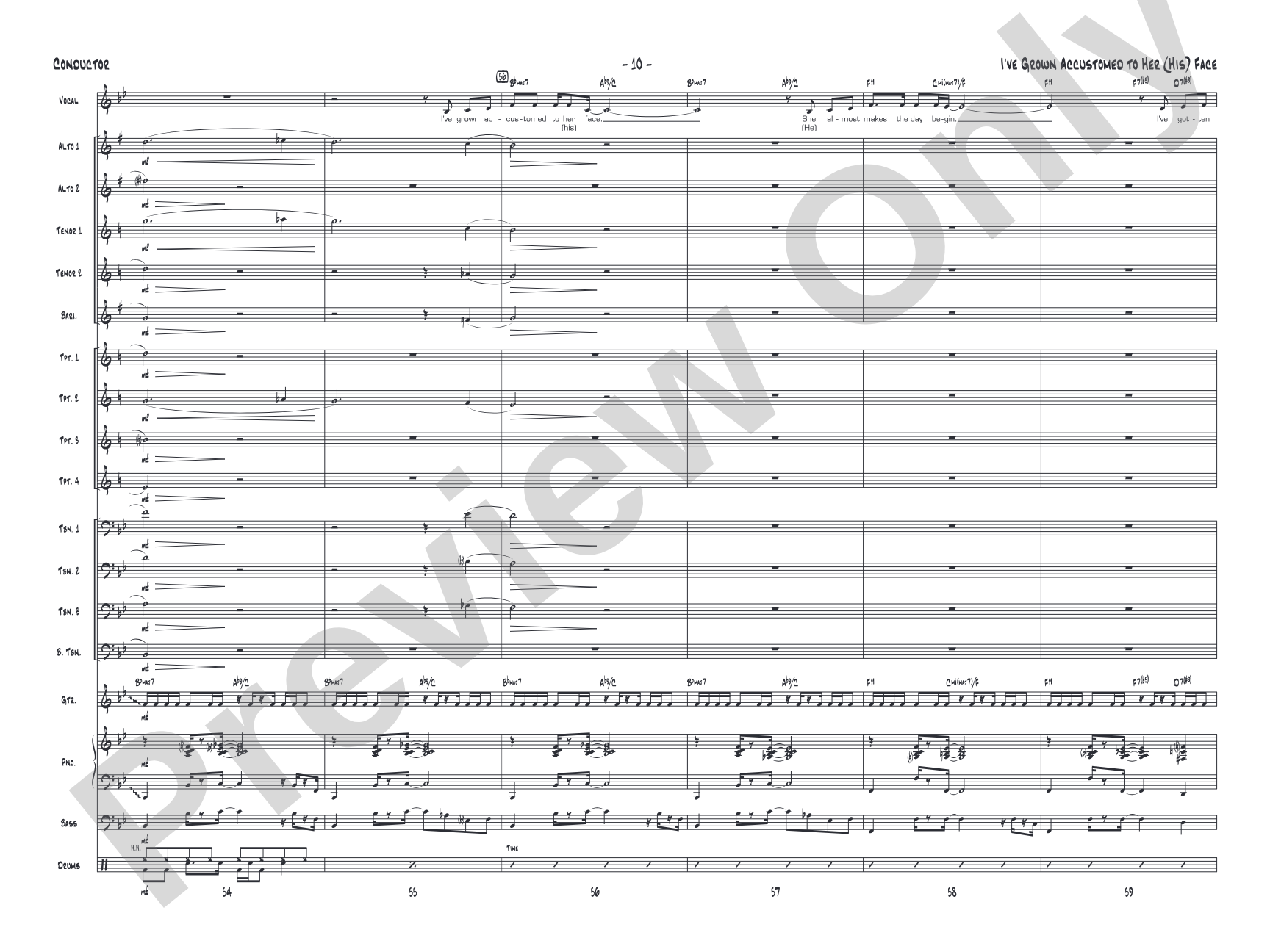 I've Grown Accustomed to Her (His) Face: Vocal Solo with Jazz Ensemble Conductor Score & Parts