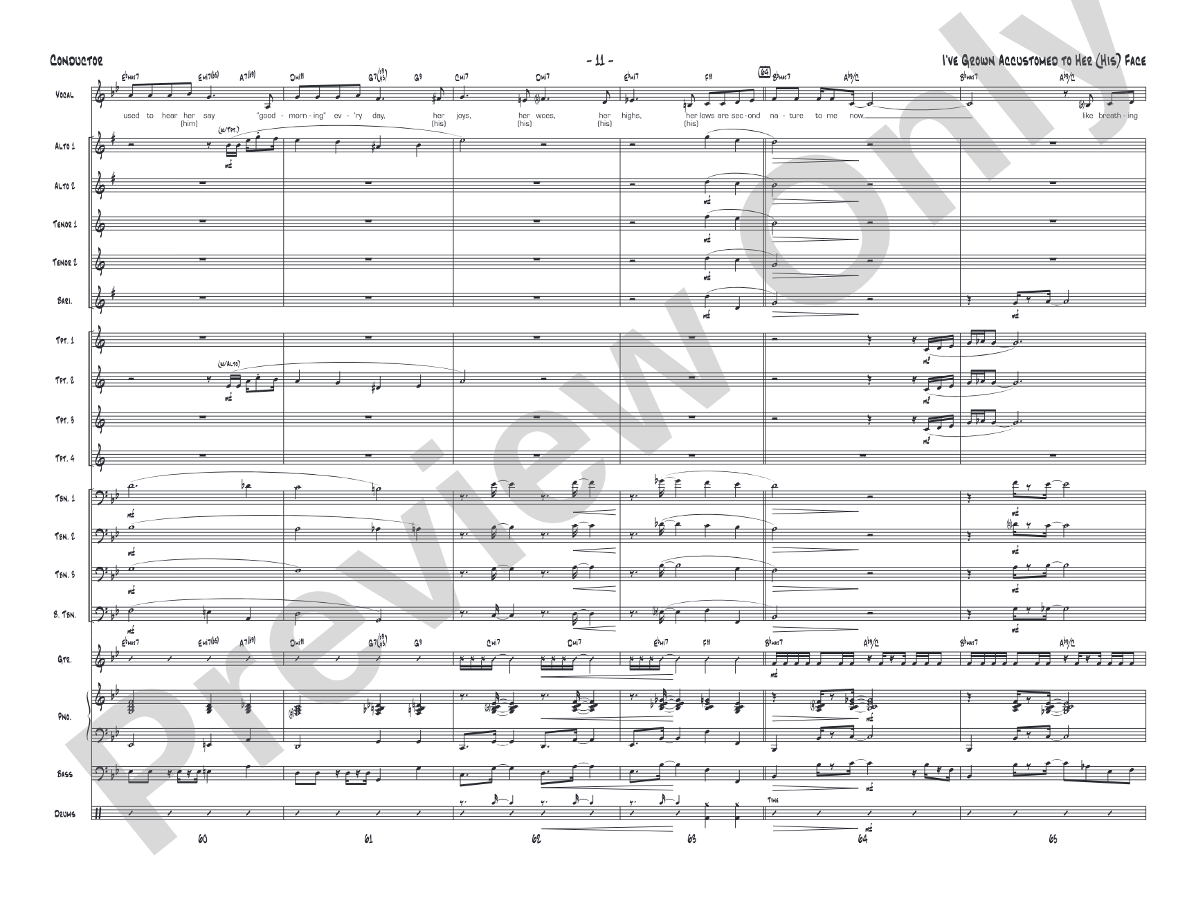 I've Grown Accustomed to Her (His) Face: Vocal Solo with Jazz Ensemble Conductor Score & Parts