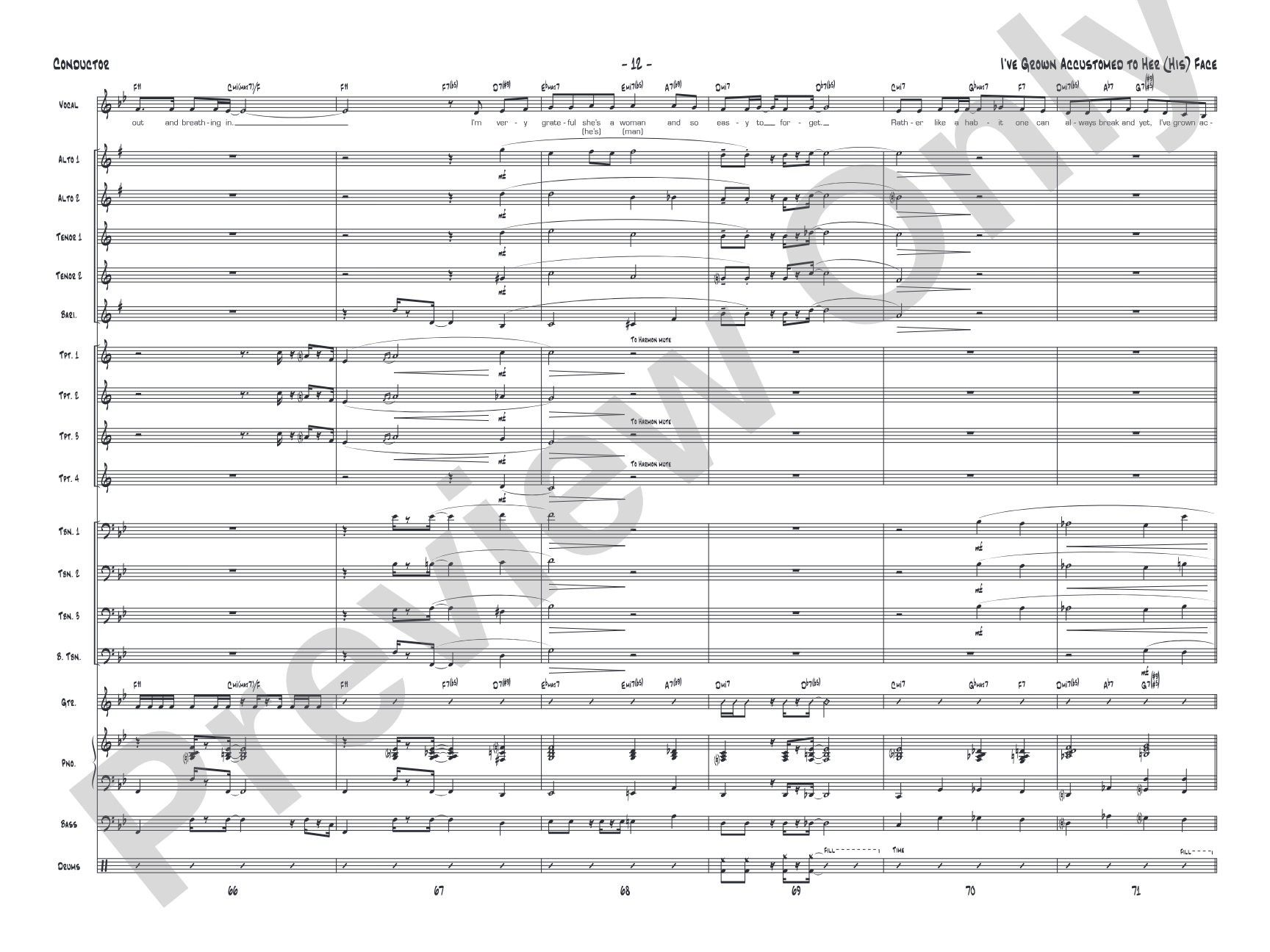 I've Grown Accustomed to Her (His) Face: Vocal Solo with Jazz Ensemble Conductor Score & Parts