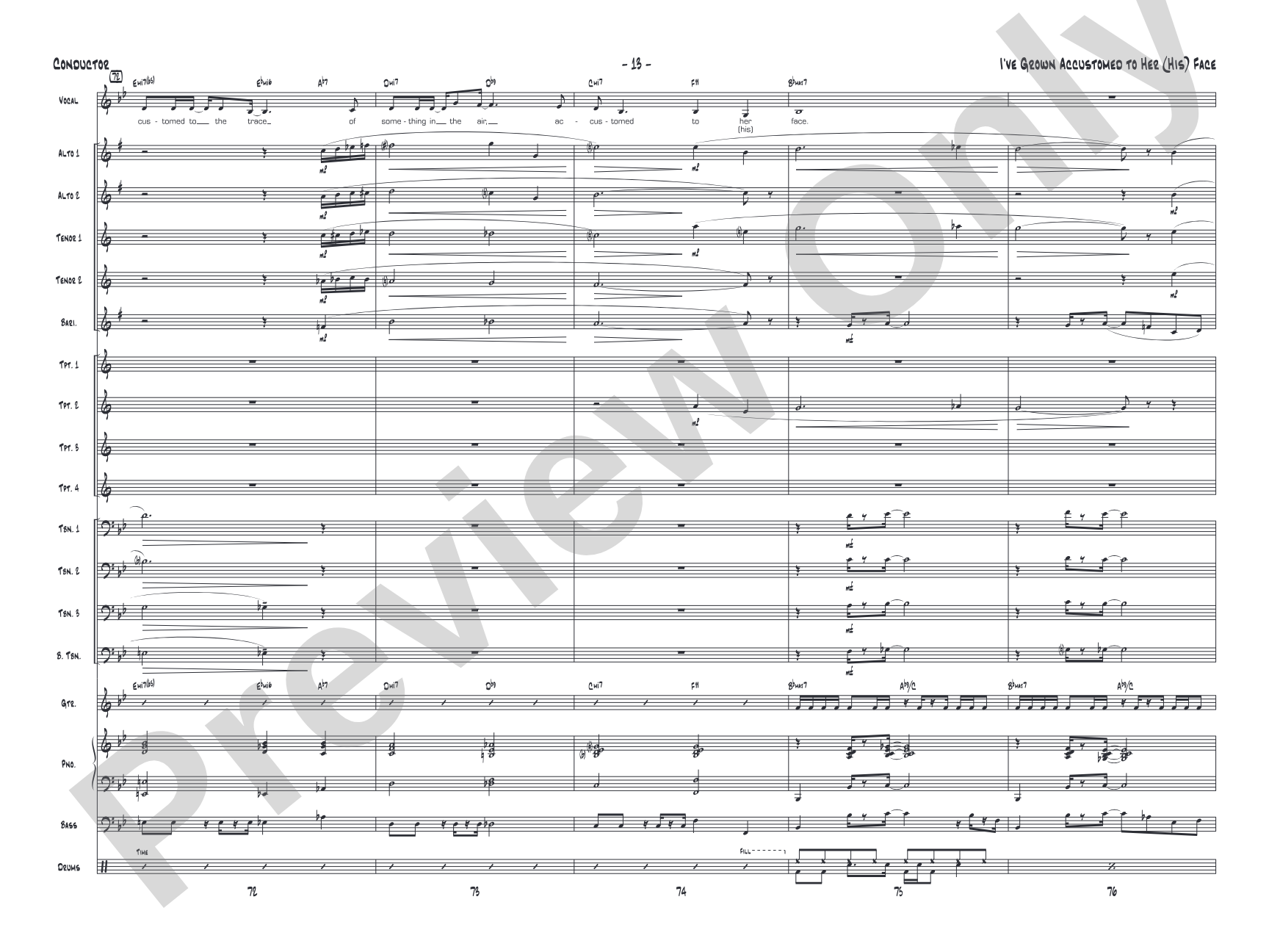 I've Grown Accustomed to Her (His) Face: Vocal Solo with Jazz Ensemble Conductor Score & Parts