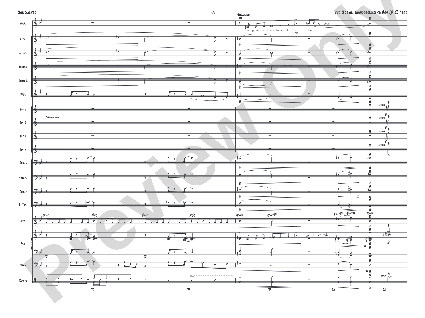 I've Grown Accustomed to Her (His) Face: Vocal Solo with Jazz Ensemble Conductor Score & Parts
