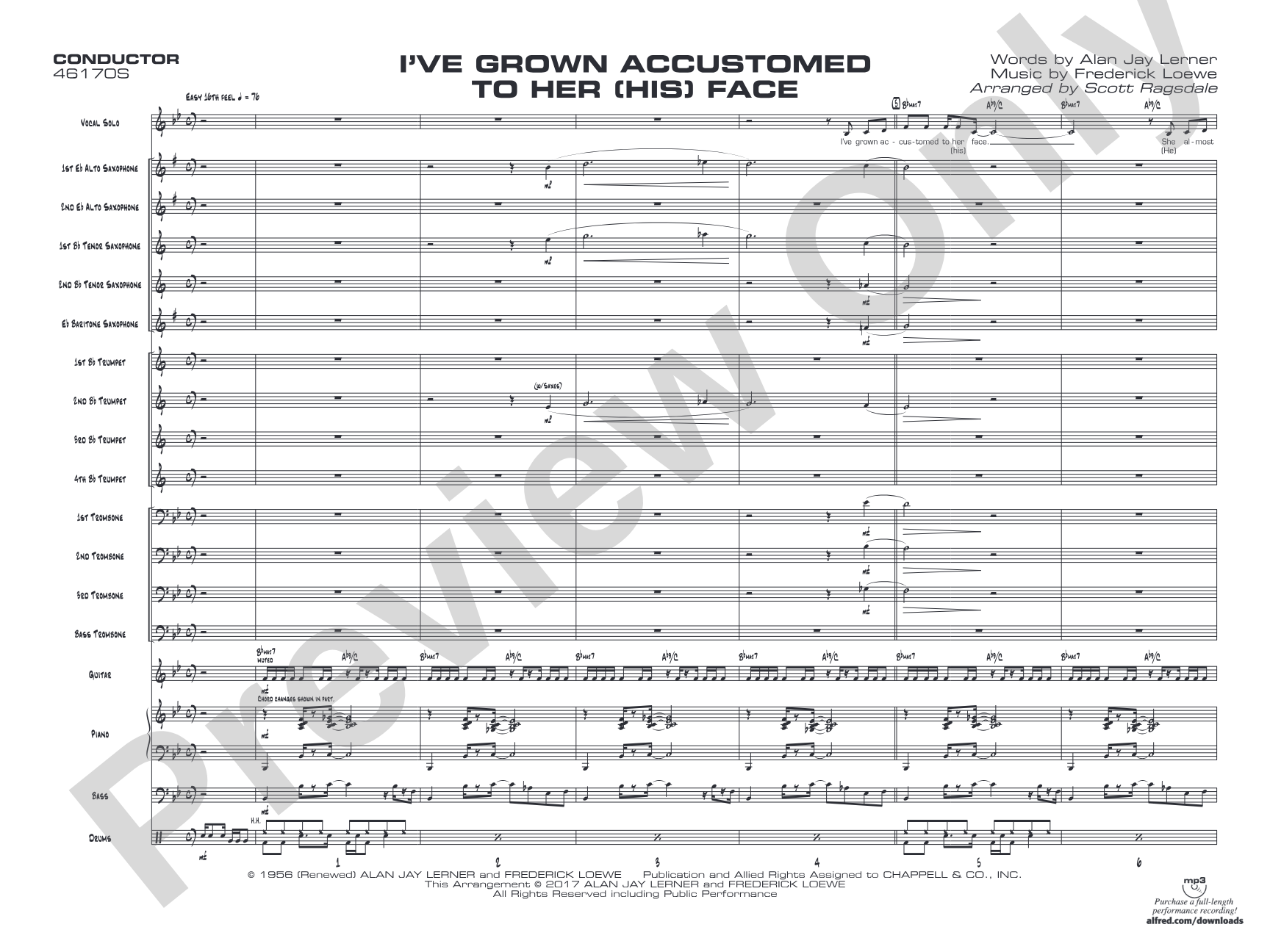 I've Grown Accustomed to Her (His) Face: Vocal Solo with Jazz Ensemble Conductor Score & Parts