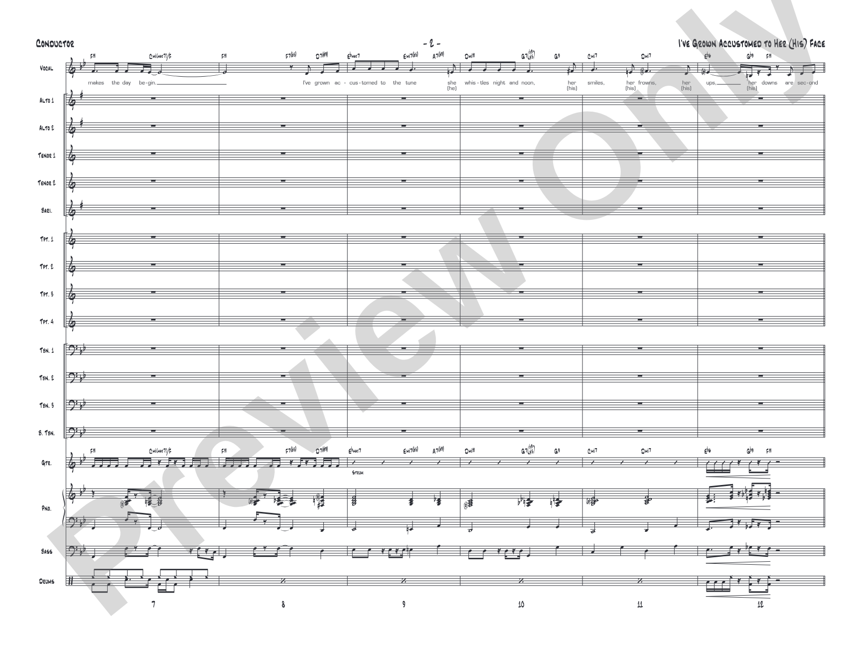 I've Grown Accustomed to Her (His) Face: Vocal Solo with Jazz Ensemble Conductor Score & Parts